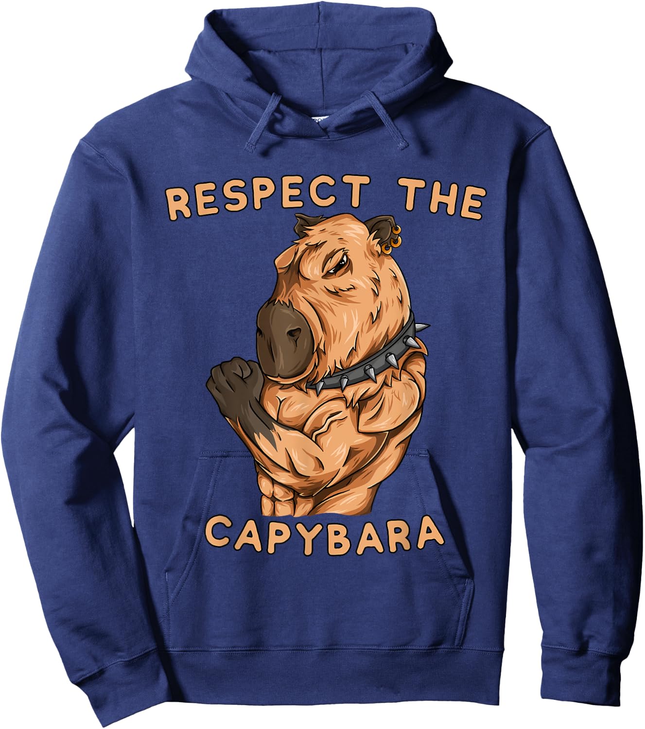 Respect The Capybara - Funny Fitness Bodybuilder Rodent Hoodie - Hoodie | Navy