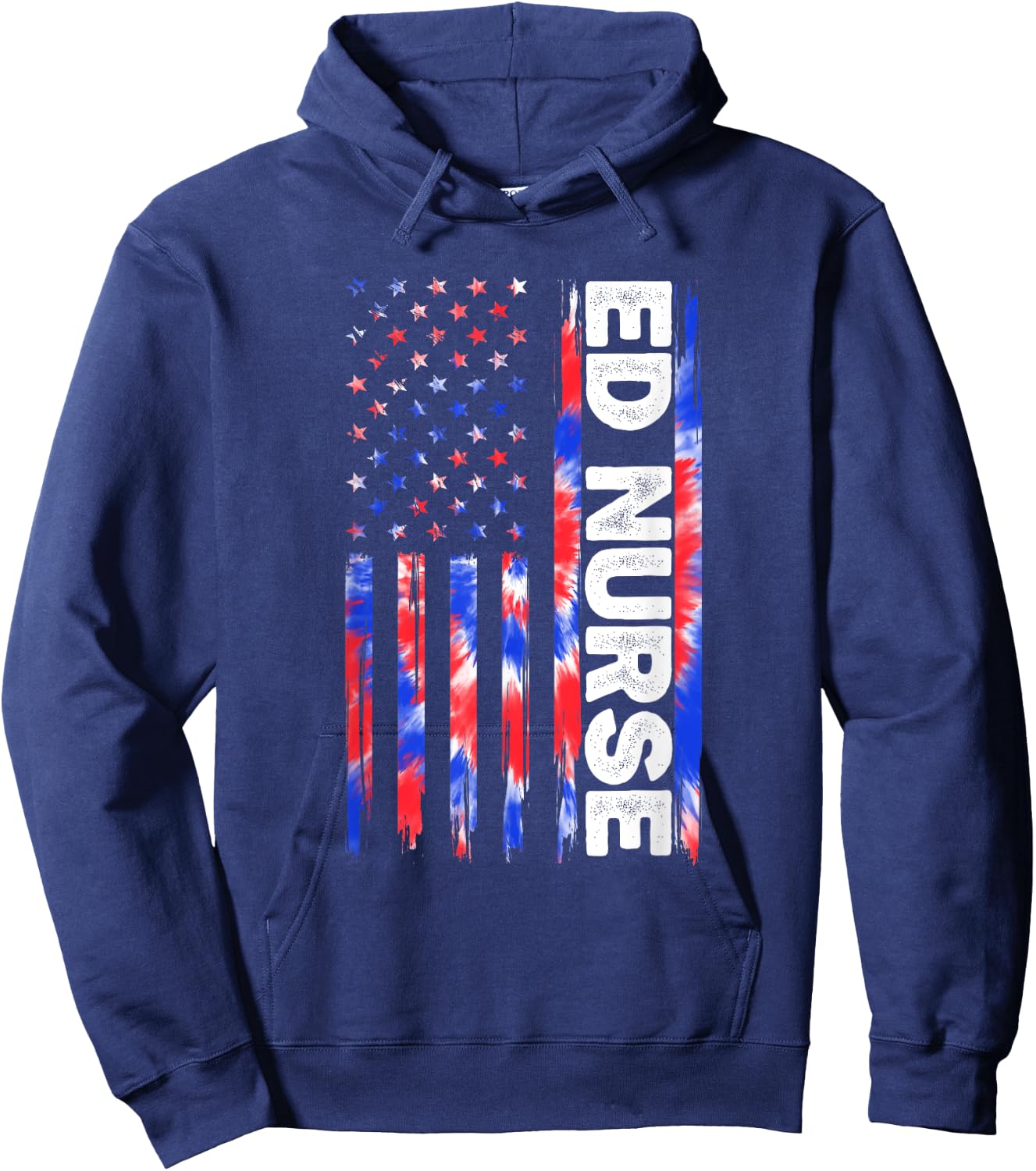 ED Emergency Department Nurse Tie Dye American 4th Of July Hoodie - Hoodie | Navy