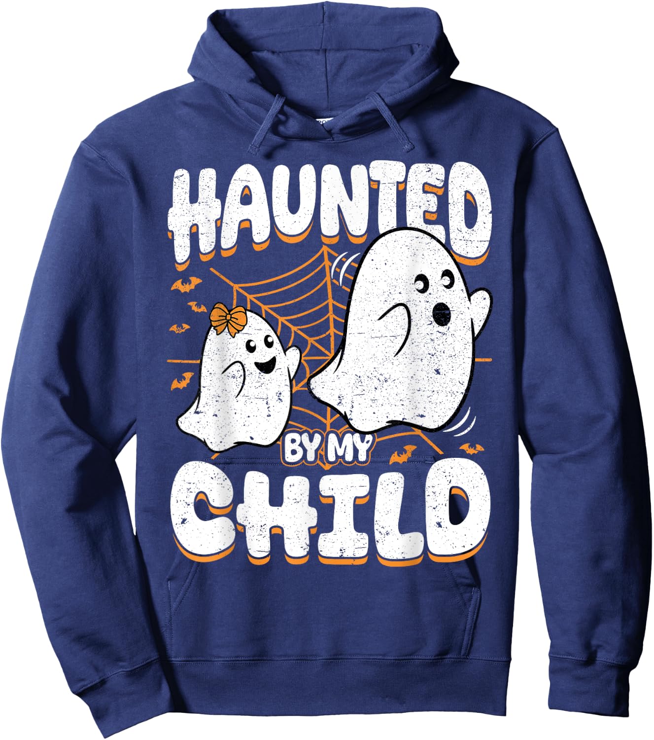Haunted by My Child Daughter Mom Dad Halloween Ghost Hoodie - Hoodie | Navy