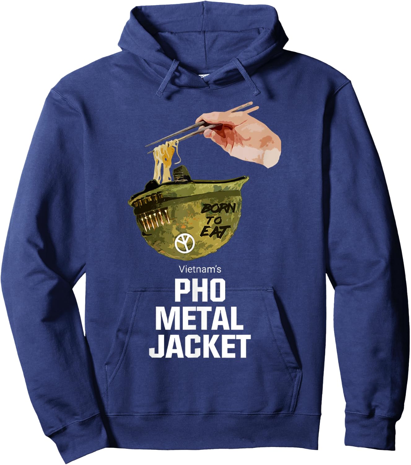 Funny Pho Vietnam's Pho Metal Jacket Gamer Gift Veteran Hoodie - Hoodie | Navy
