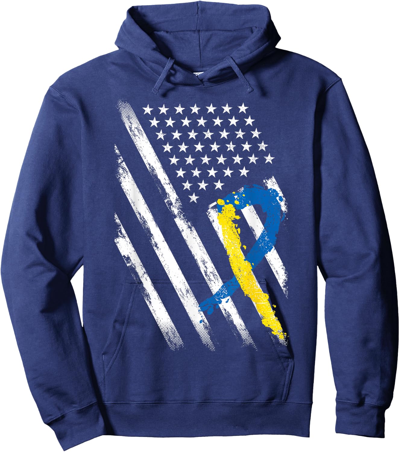 USA Flag Down Syndrome Awareness Shirt Dad Mom Down Syndrome Hoodie - Hoodie | Navy