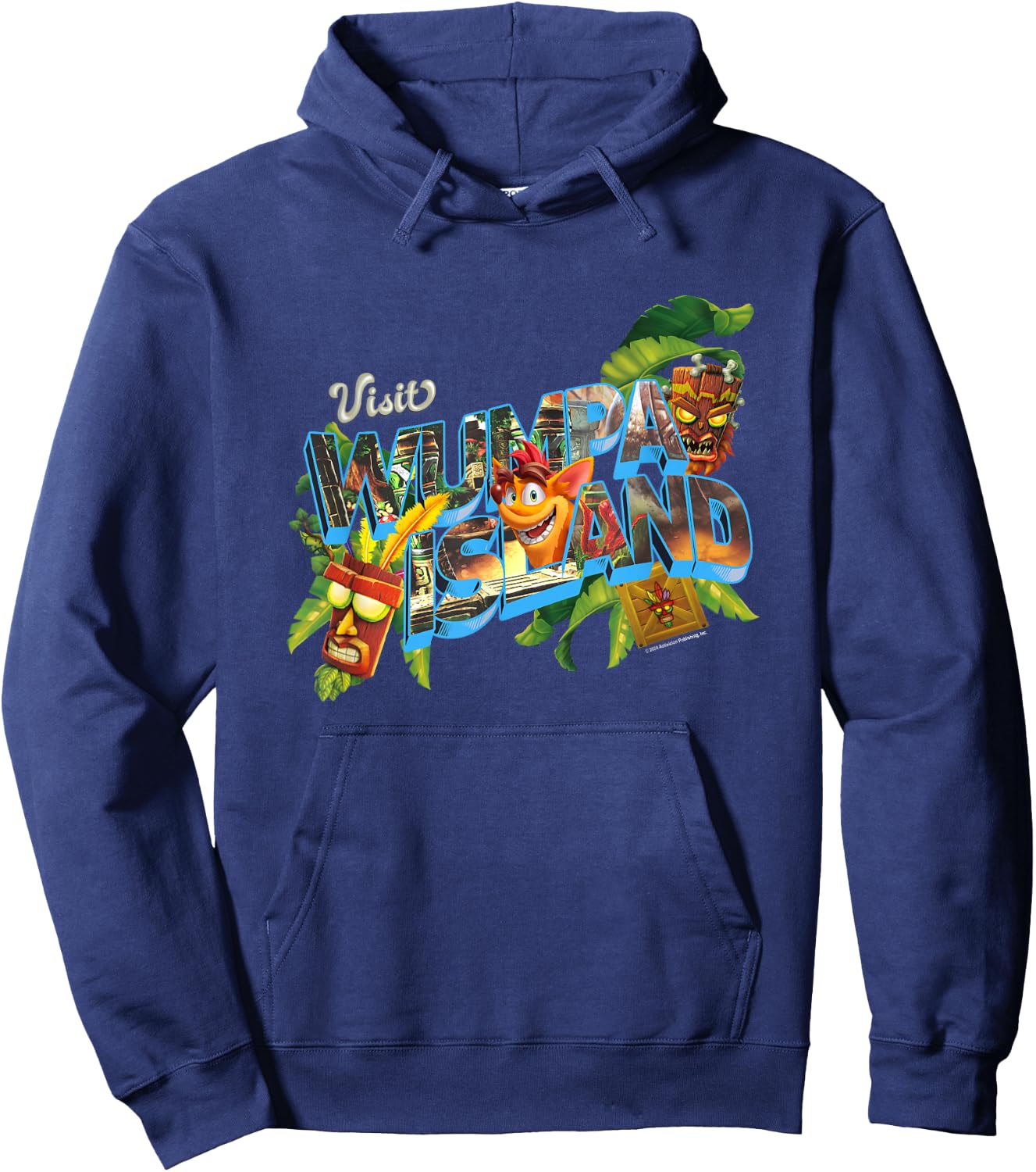 Crash Bandicoot Visit Wumpa Island Vacation Destination Logo Hoodie - Hoodie | Navy