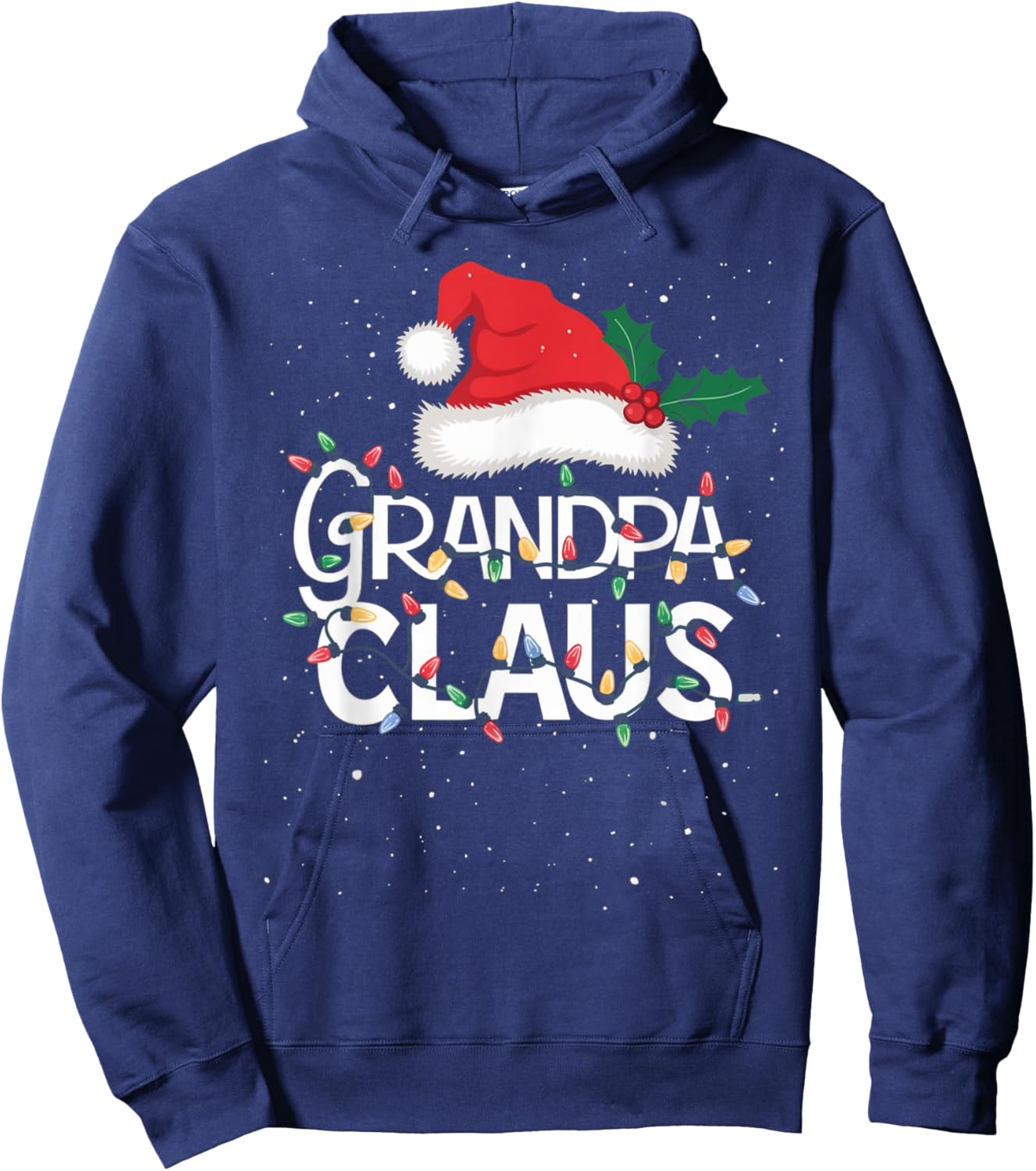 Grandpa Claus Christmas Lights Pajama Family Matching Gifts Hoodie - Hoodie | Navy