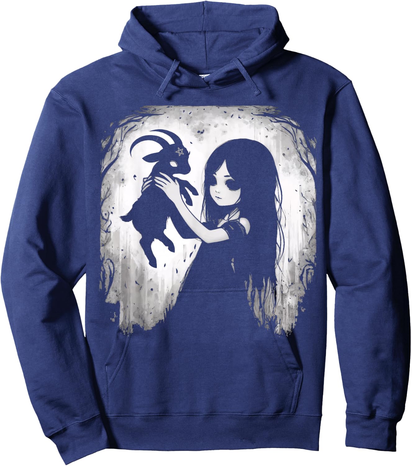 Black Goat Demon Baphomet Goth Dark Alt Aesthetic Hoodie - Hoodie | Navy