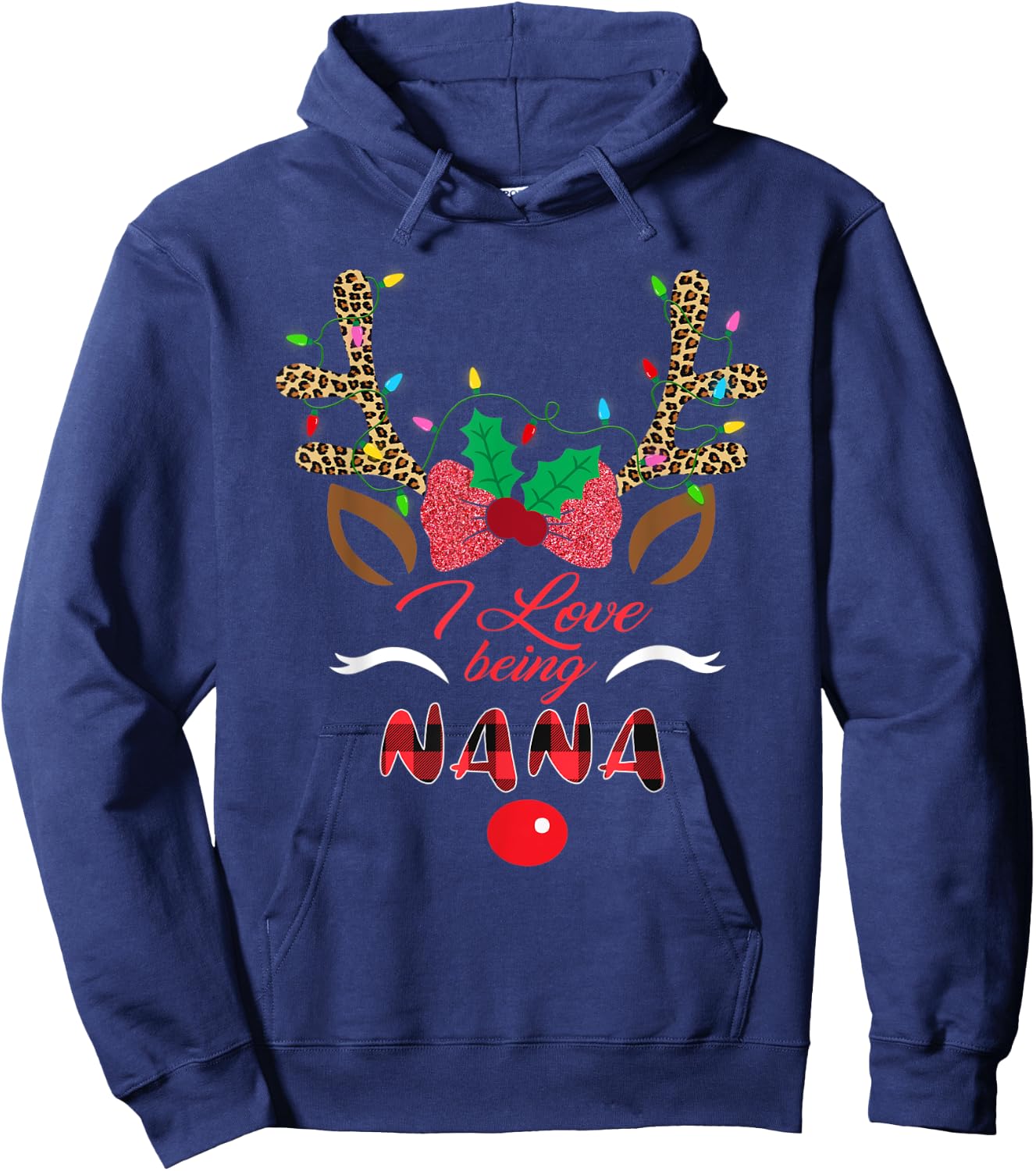 I Love Being Nana Reindeer Christmas Matching Family Gifts Hoodie - Hoodie | Navy