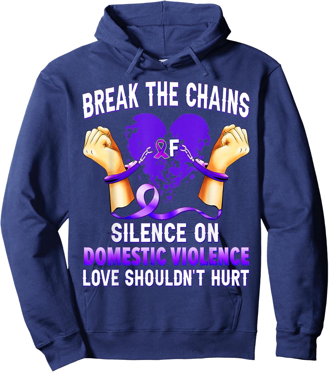 Break The Chains Of Silence On Domestic Violence Awareness Hoodie - Hoodie | Navy