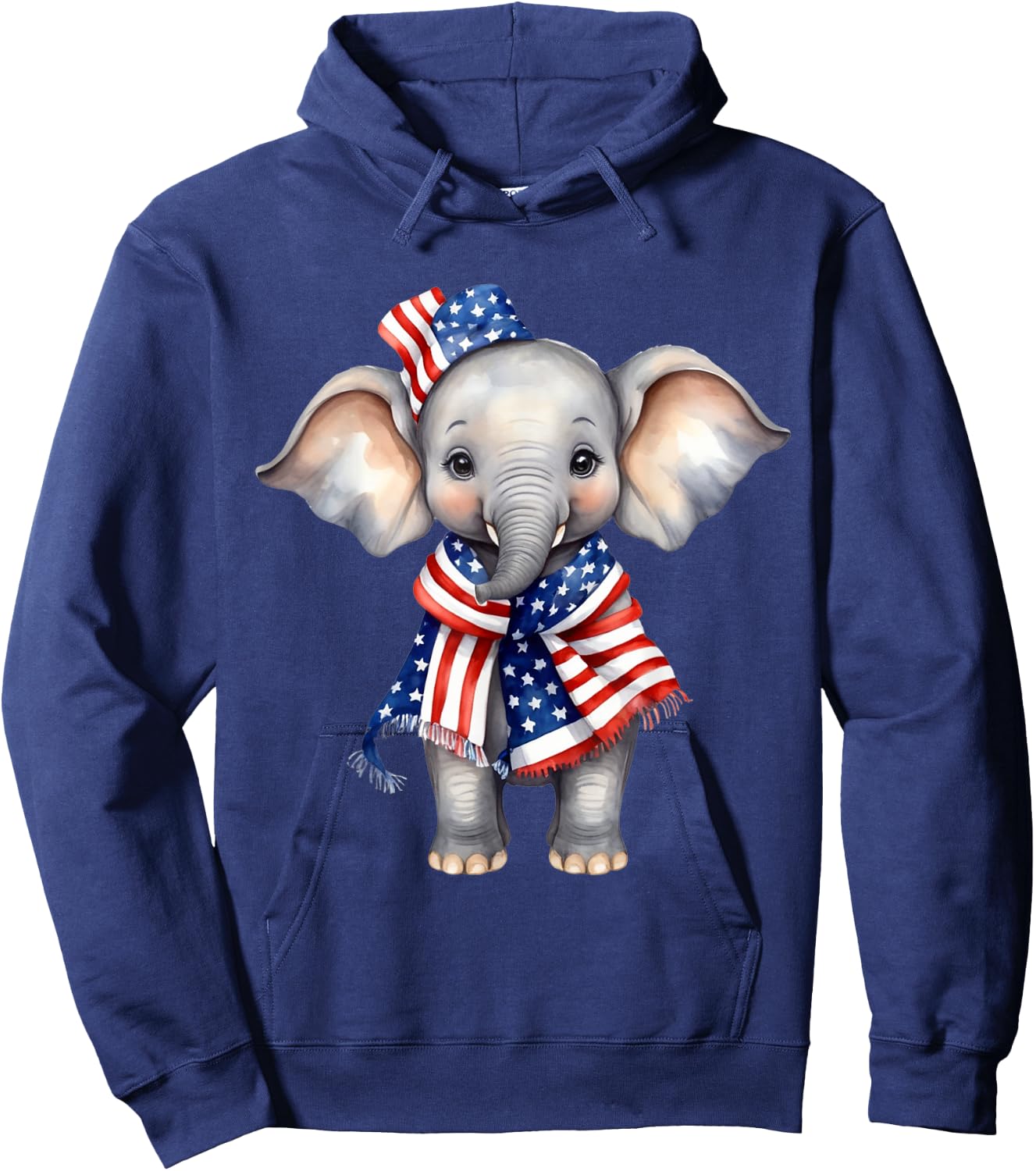 Elephant 4th of July American Flag Elephant Animal Patriotic Hoodie - Hoodie | Navy