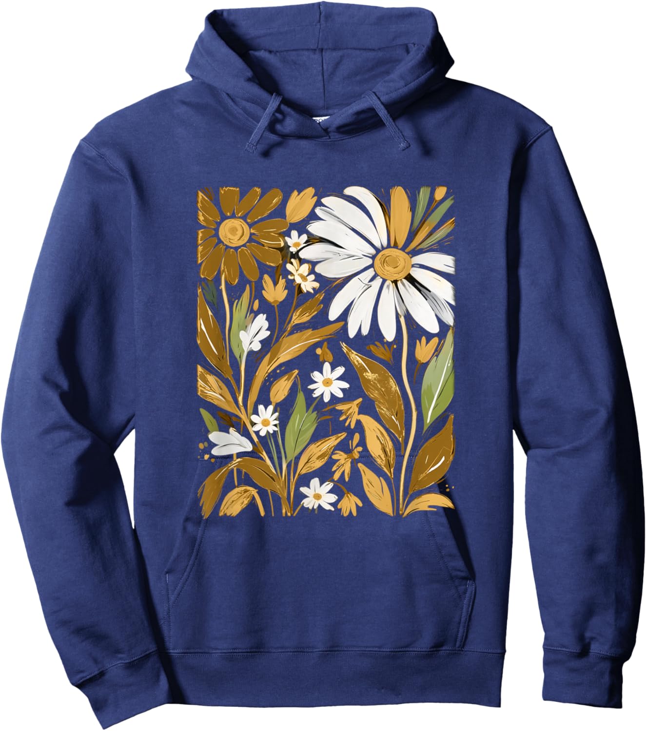 Brown Wildflowers Brown Graphic Hoodie - Hoodie | Navy