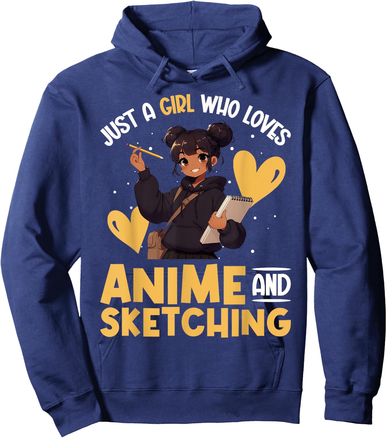 Just A Girl Who Loves Anime And Sketching Afro Anime Merch Hoodie - Hoodie | Navy