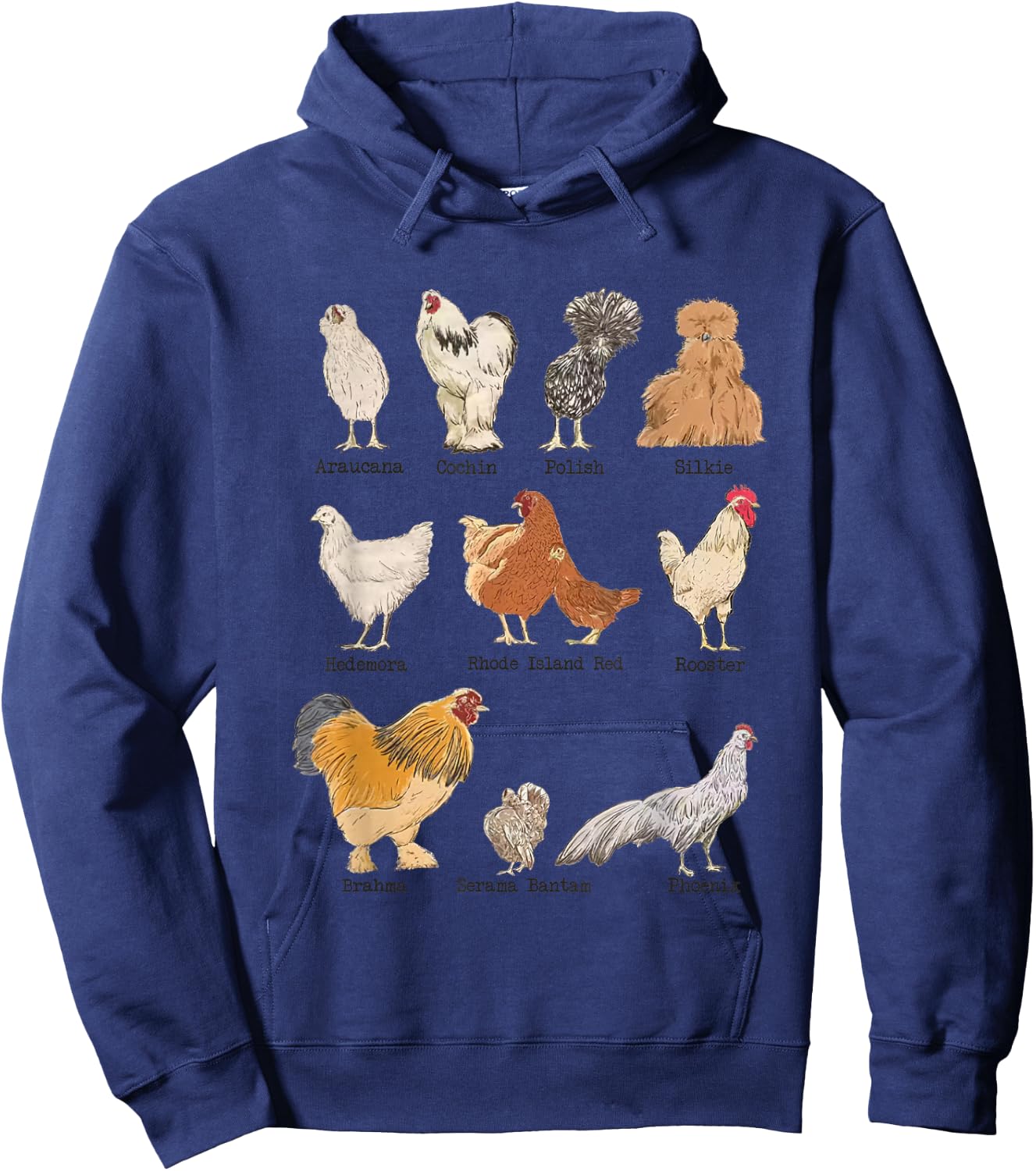Vintage Chicken Breeds Farm Animals Day Support Local Farmer Hoodie - Hoodie | Navy