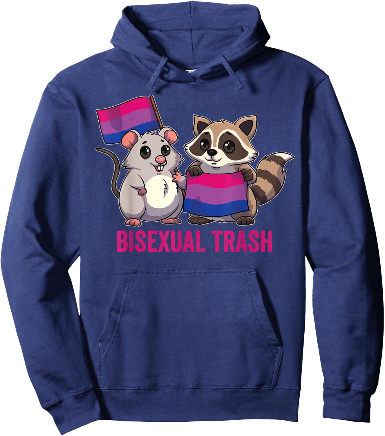 Bisexual Trash Panda Raccoon Possum Bi Flag Color LGBT Pride Hoodie - Hoodie | Navy