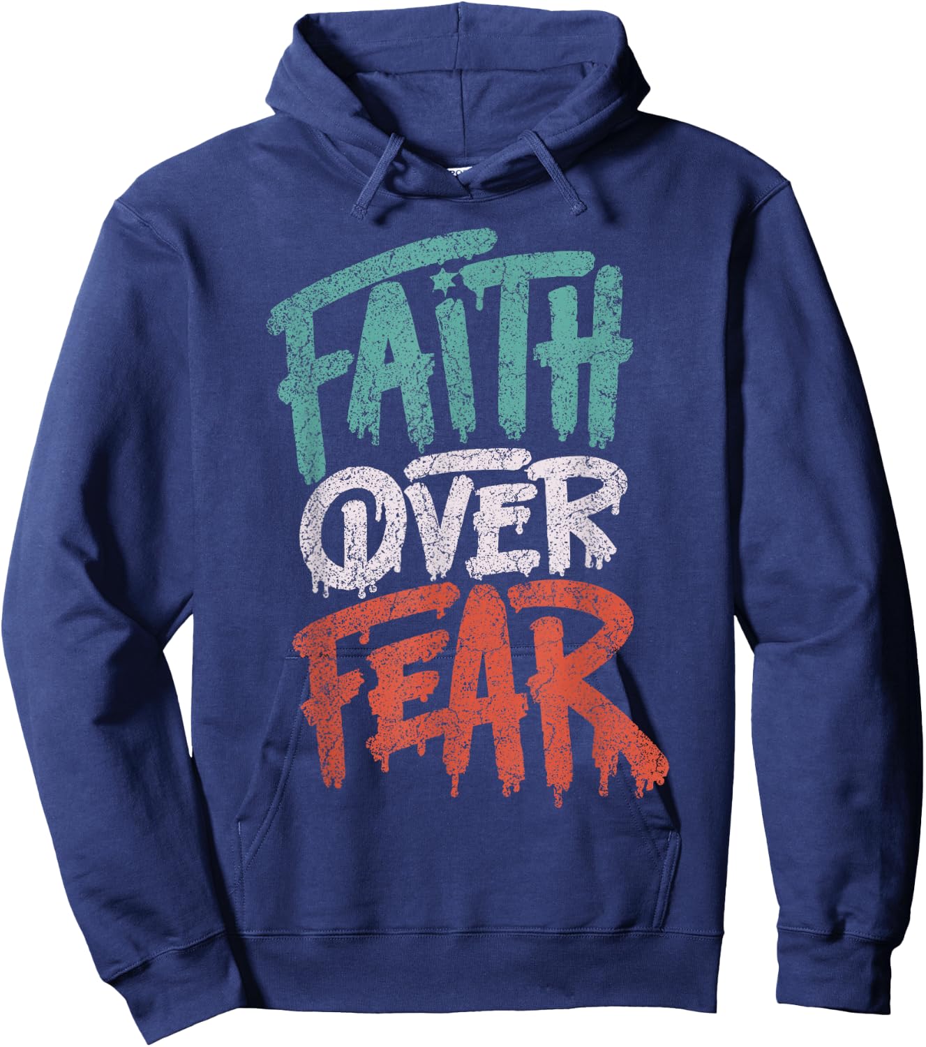 Faith Over Fear Christian Women Men Inspirational Graphic Hoodie - Hoodie | Navy