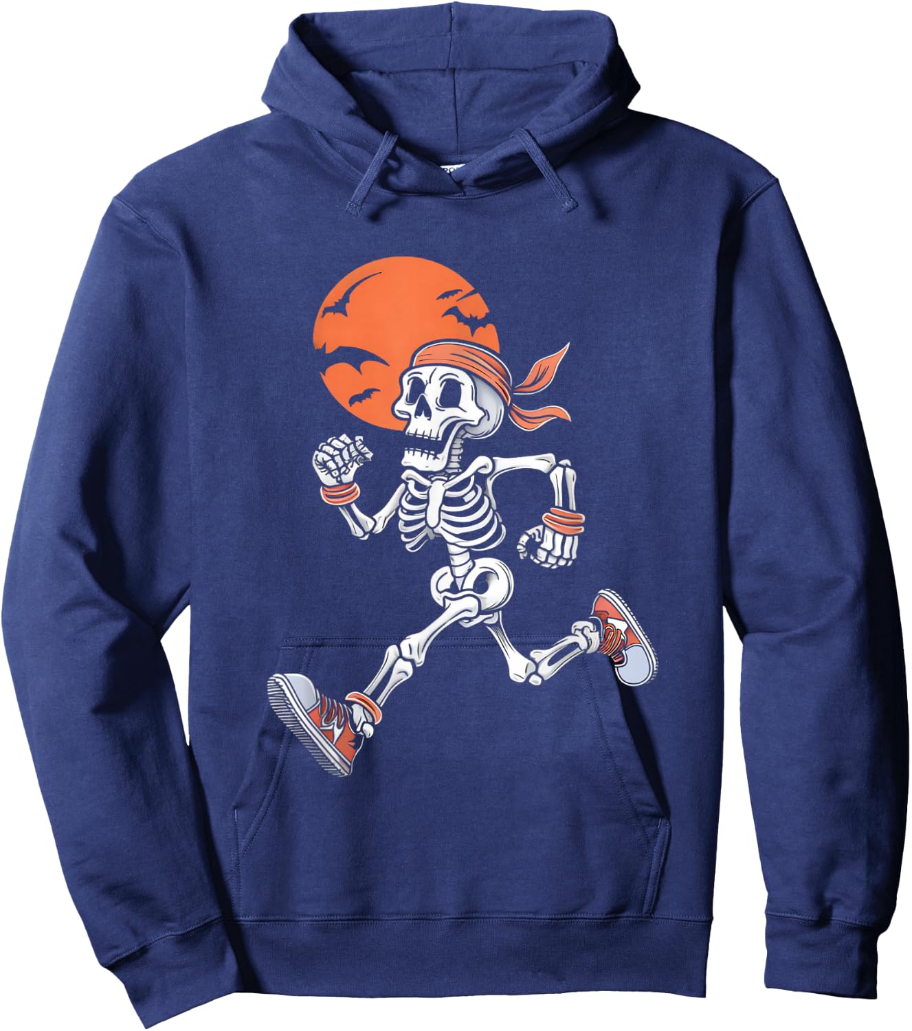 Running Skeleton Funny Halloween Costume Men Women Kids Hoodie - Hoodie | Navy