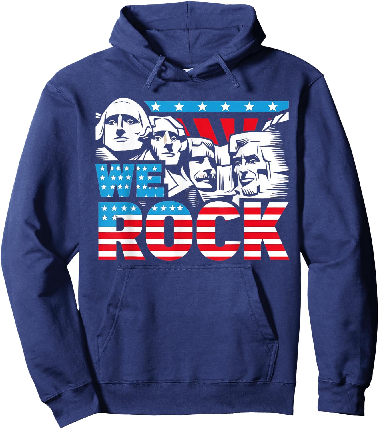 Funny We Rock Mount Rushmore Patriotic US American Flag Hoodie - Hoodie | Navy