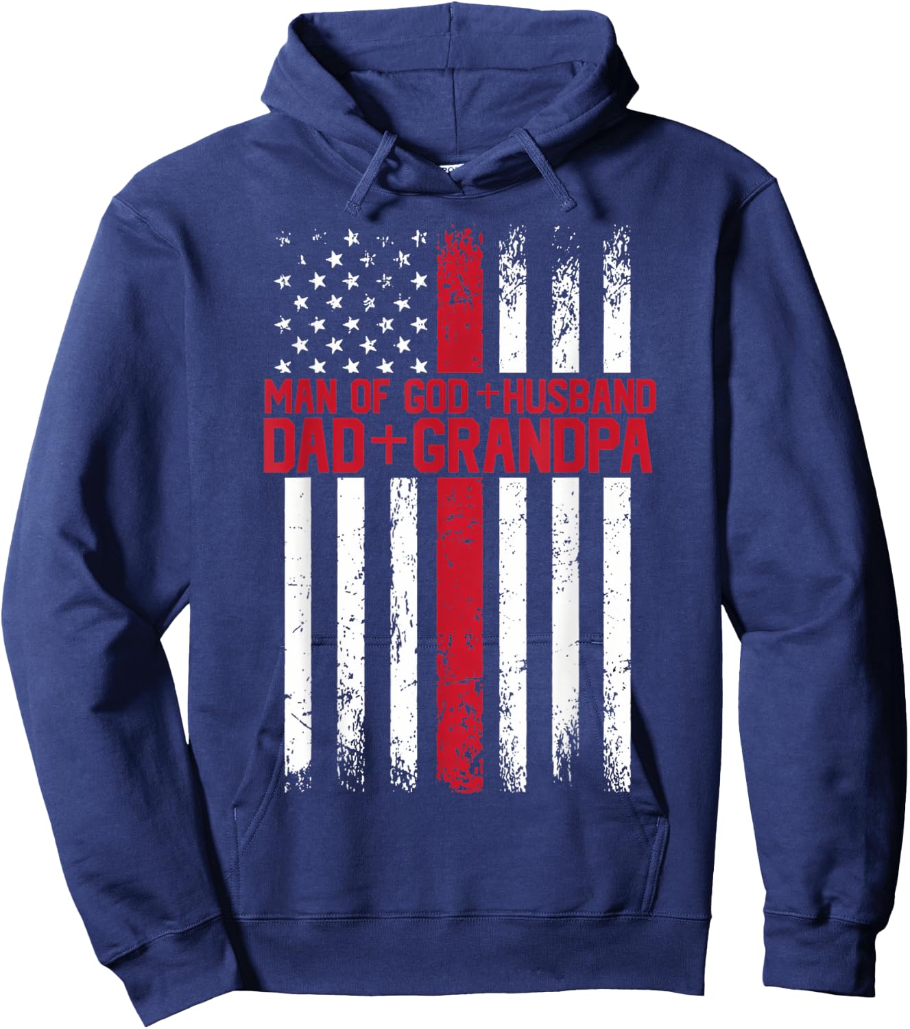 Man of God Husband Dad Papa Christian Cross Father's Day Hoodie - Hoodie | Navy