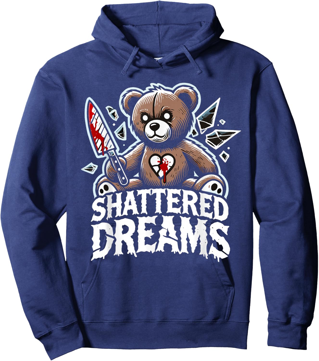 Terrifying Teddy Spooky Plush Horror Teddy Bear Scary Hoodie - Hoodie | Navy