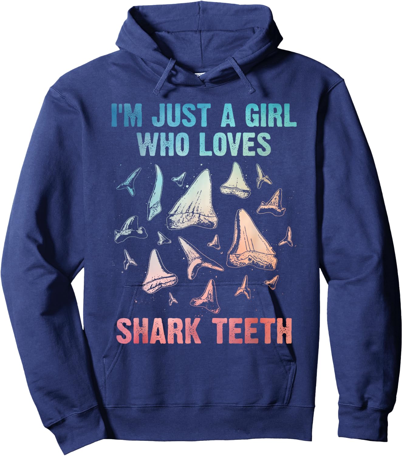 Cool Shark Teeth Art For Girls Women Fossil Megalodon Tooth Hoodie - Hoodie | Navy