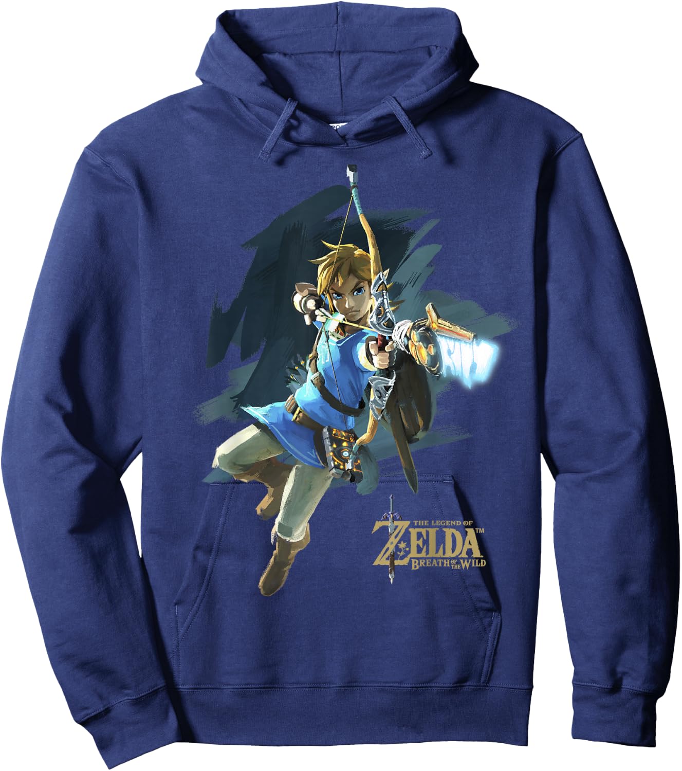 Zelda Breath of The Wild Link Jump Bow Shot Graphic Hoodie - Hoodie | Navy