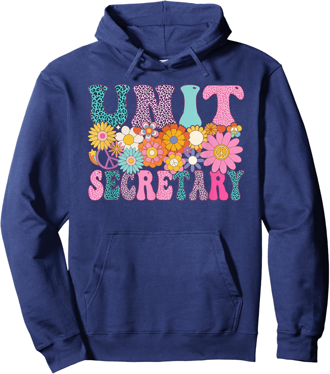 Unit Secretary Week Groovy Leopard Appreciation Day Women Hoodie - Hoodie | Navy