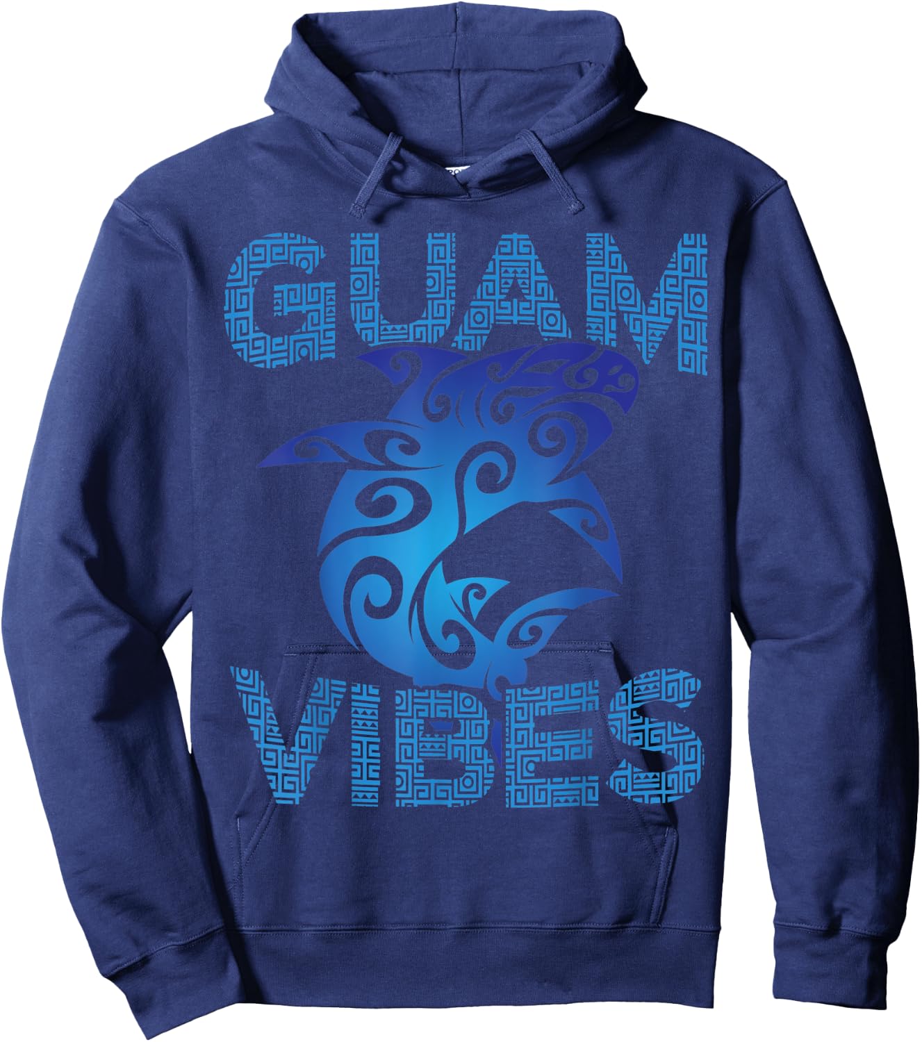 Tribal Shark Guam Vibes Vacation Ocean Tropical Island Hoodie - Hoodie | Navy