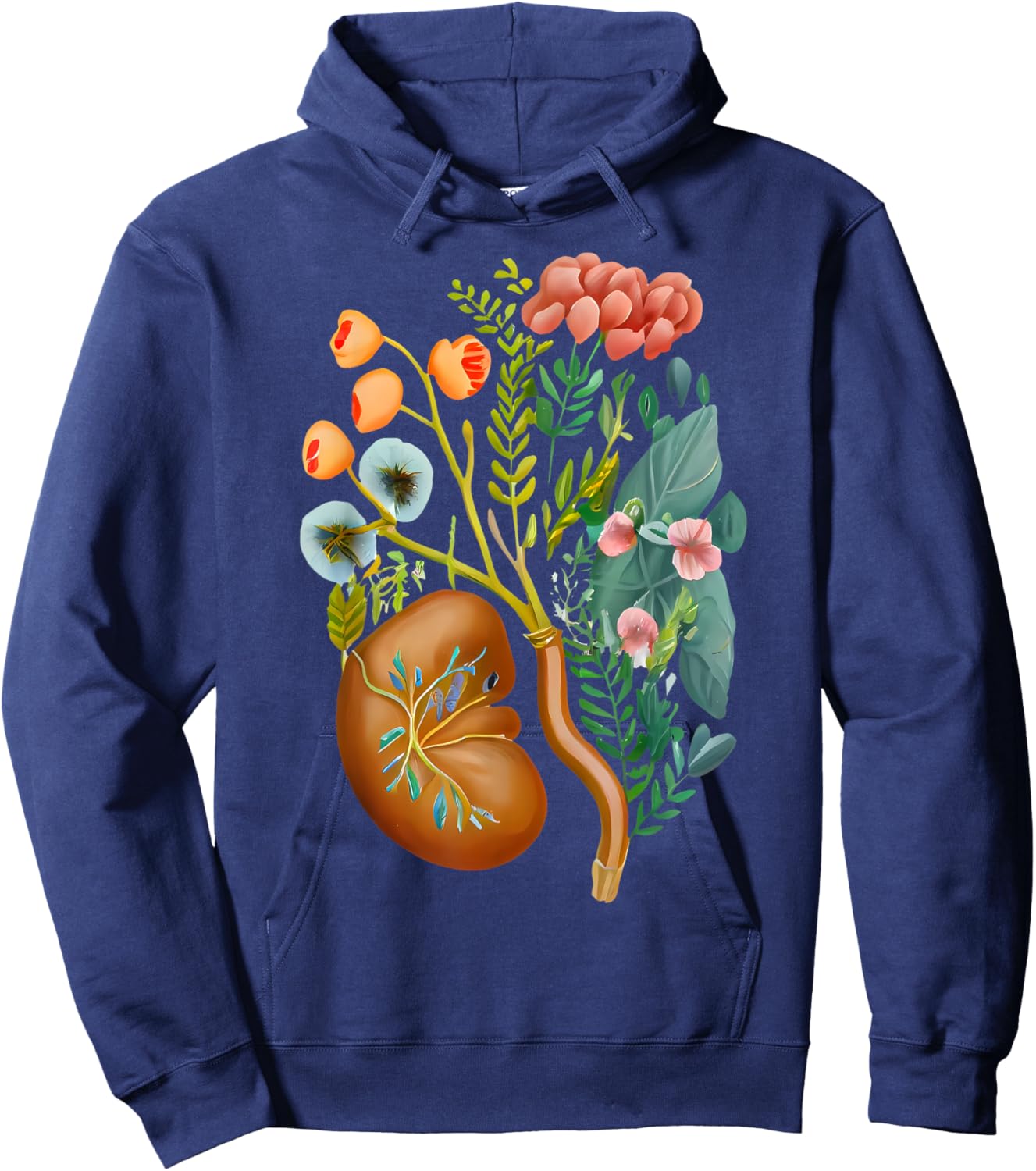 Floral Kidneys Anatomy Dialysis Nurse Kidney Surgery Hoodie - Hoodie | Navy