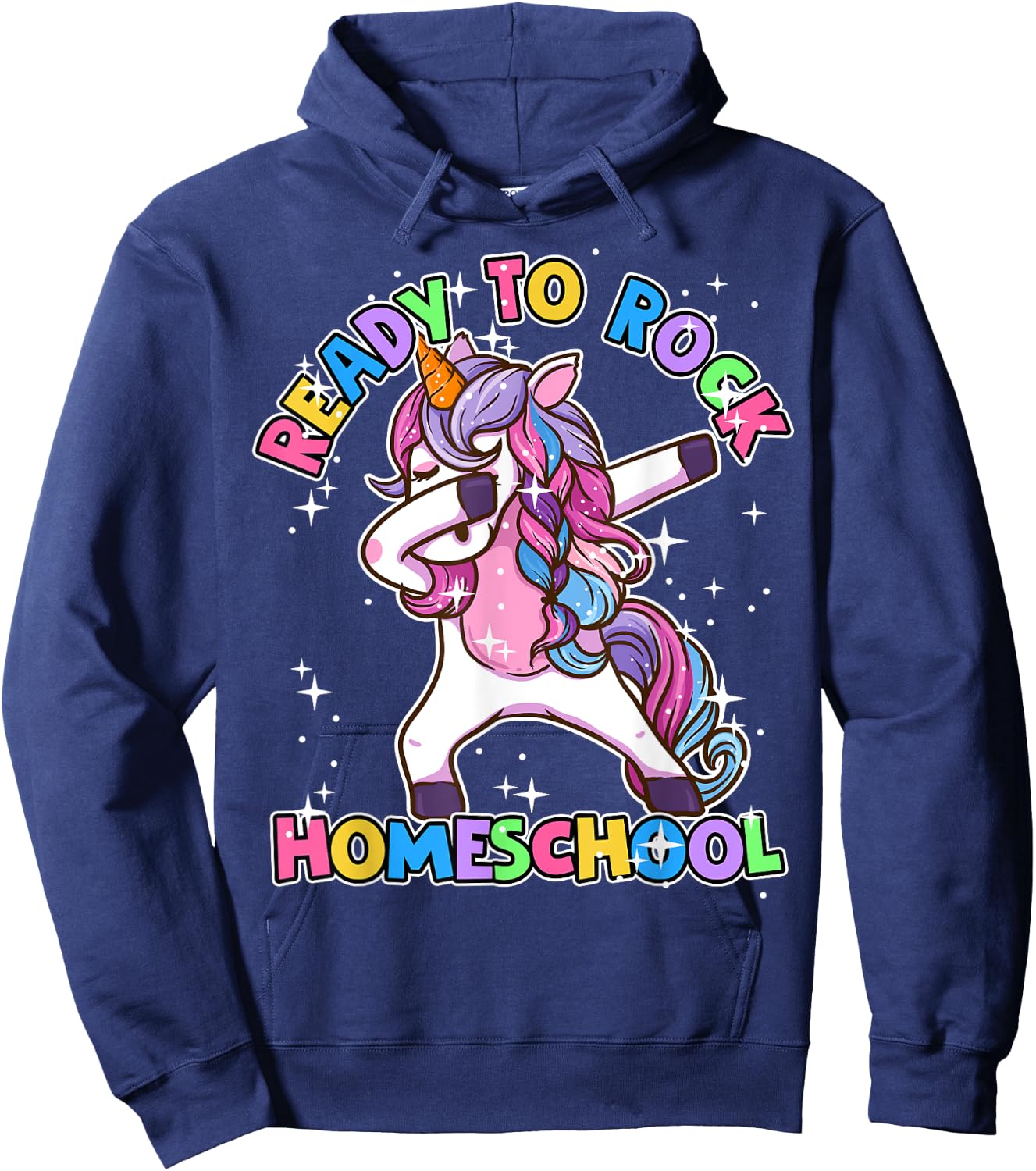 Homeschool Unicorn First Day Of School Outfit Girls Hoodie - Hoodie | Navy