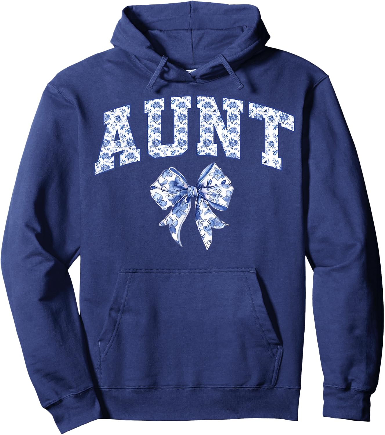 Aunt Coquette Toile Blue Bow Floral Family Matching Hoodie - Hoodie | Navy