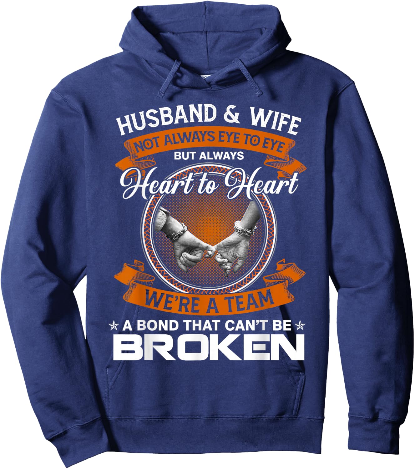 Husband and Wife Not Always Eye to Eye But Heart to Heart Small Hoodie - Hoodie | Navy