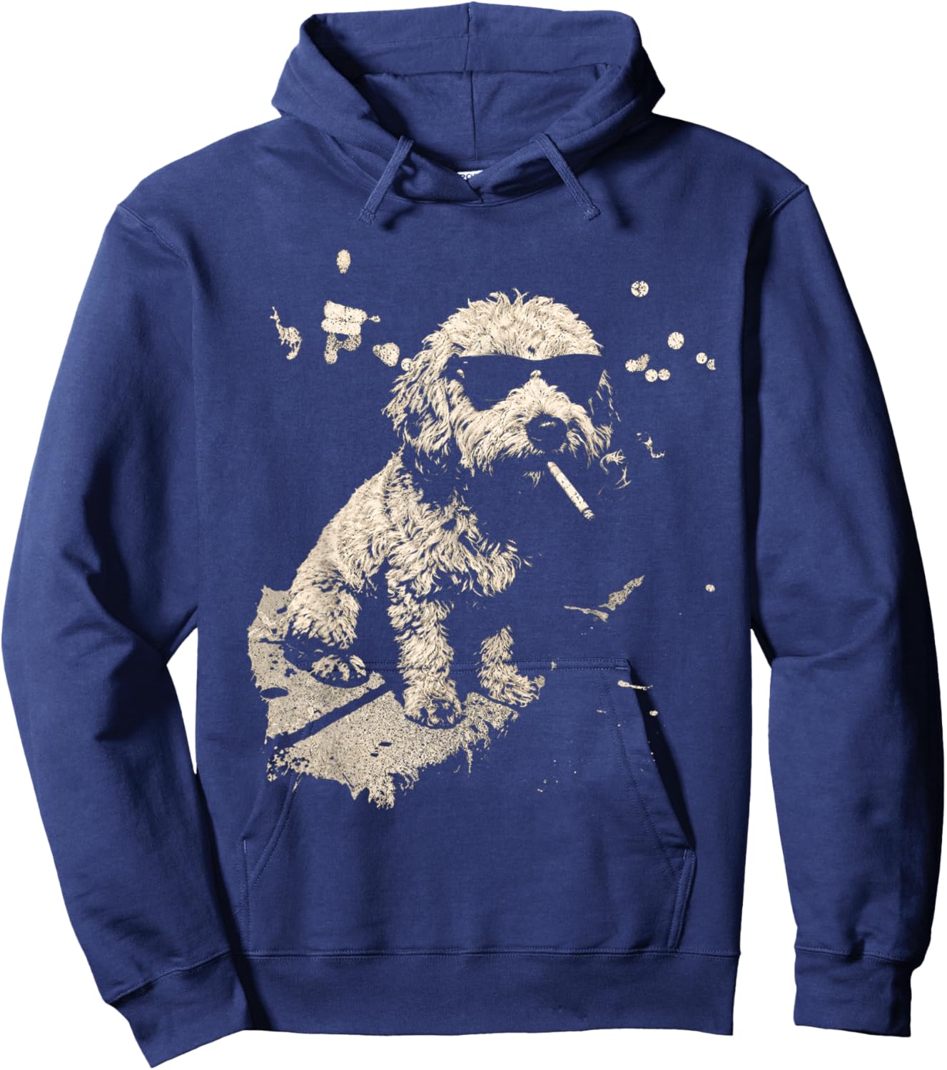 Funny Dog Smoking Goldendoodle Cigarette Cool Dog Design Hoodie - Hoodie | Navy