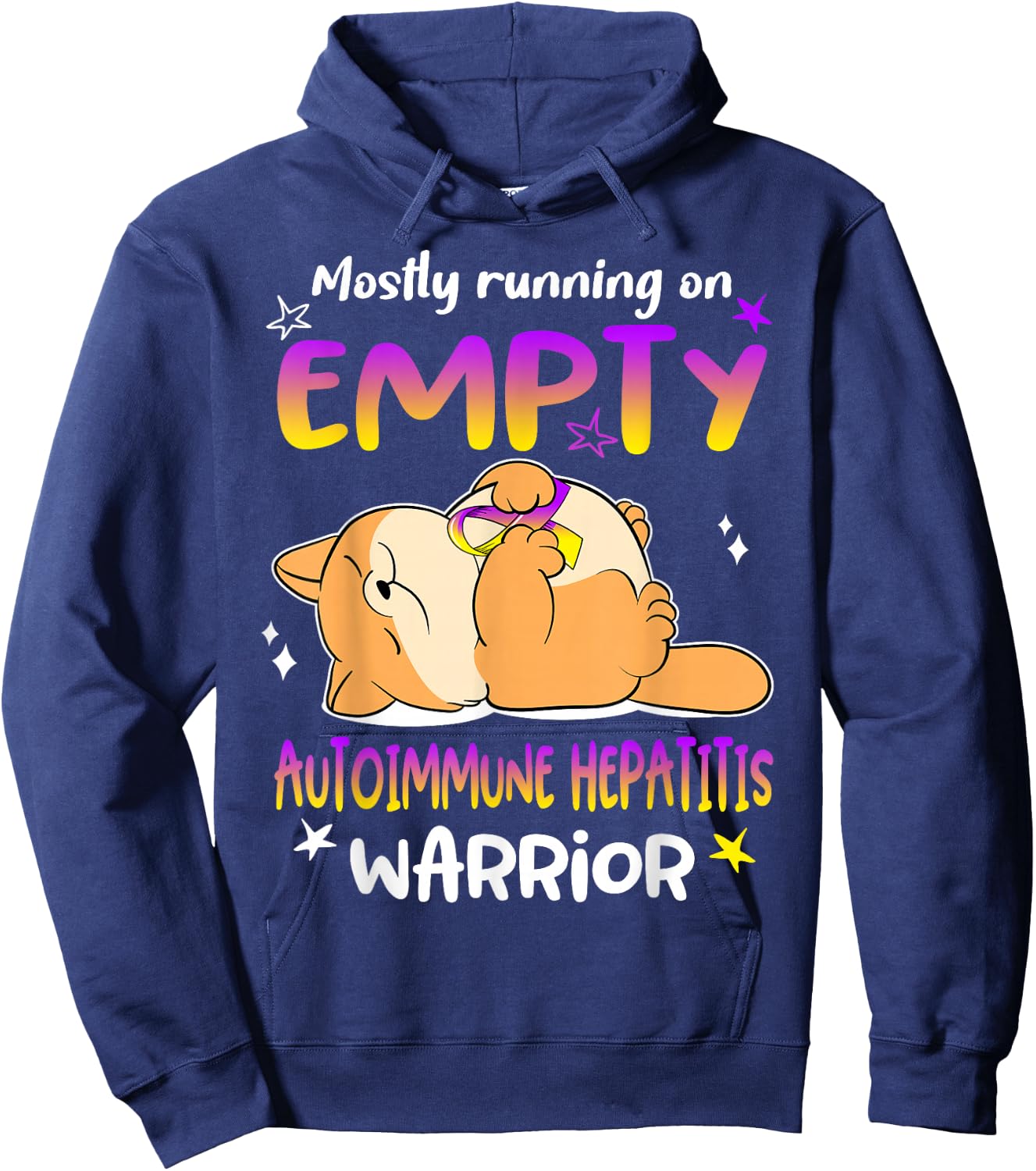 Mostly Running on EMPTY Autoimmune Hepatitis Warrior Hoodie - Hoodie | Navy
