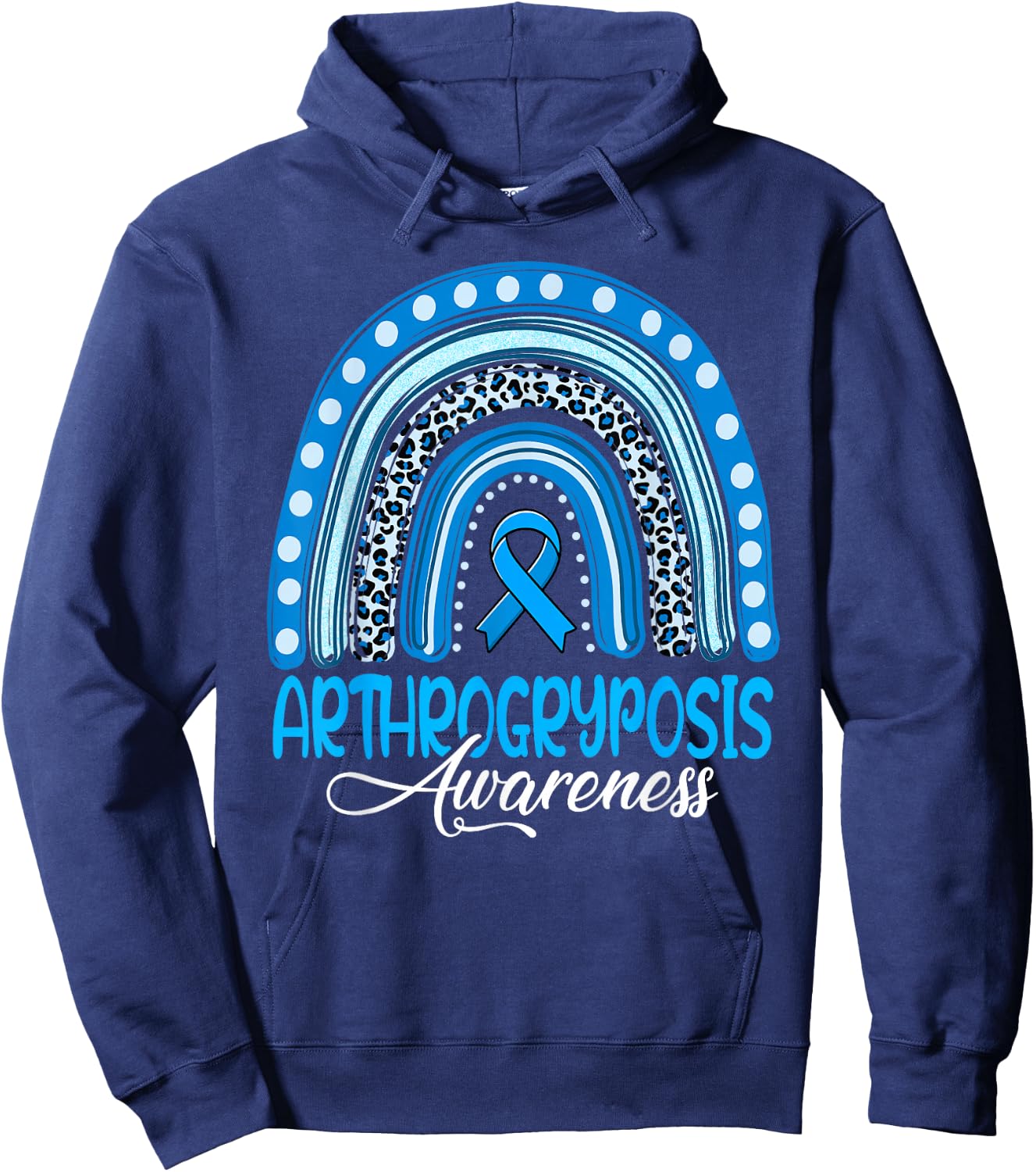 We Wear Blue Rainbow Arthrogryposis Awareness Hoodie - Hoodie | Navy