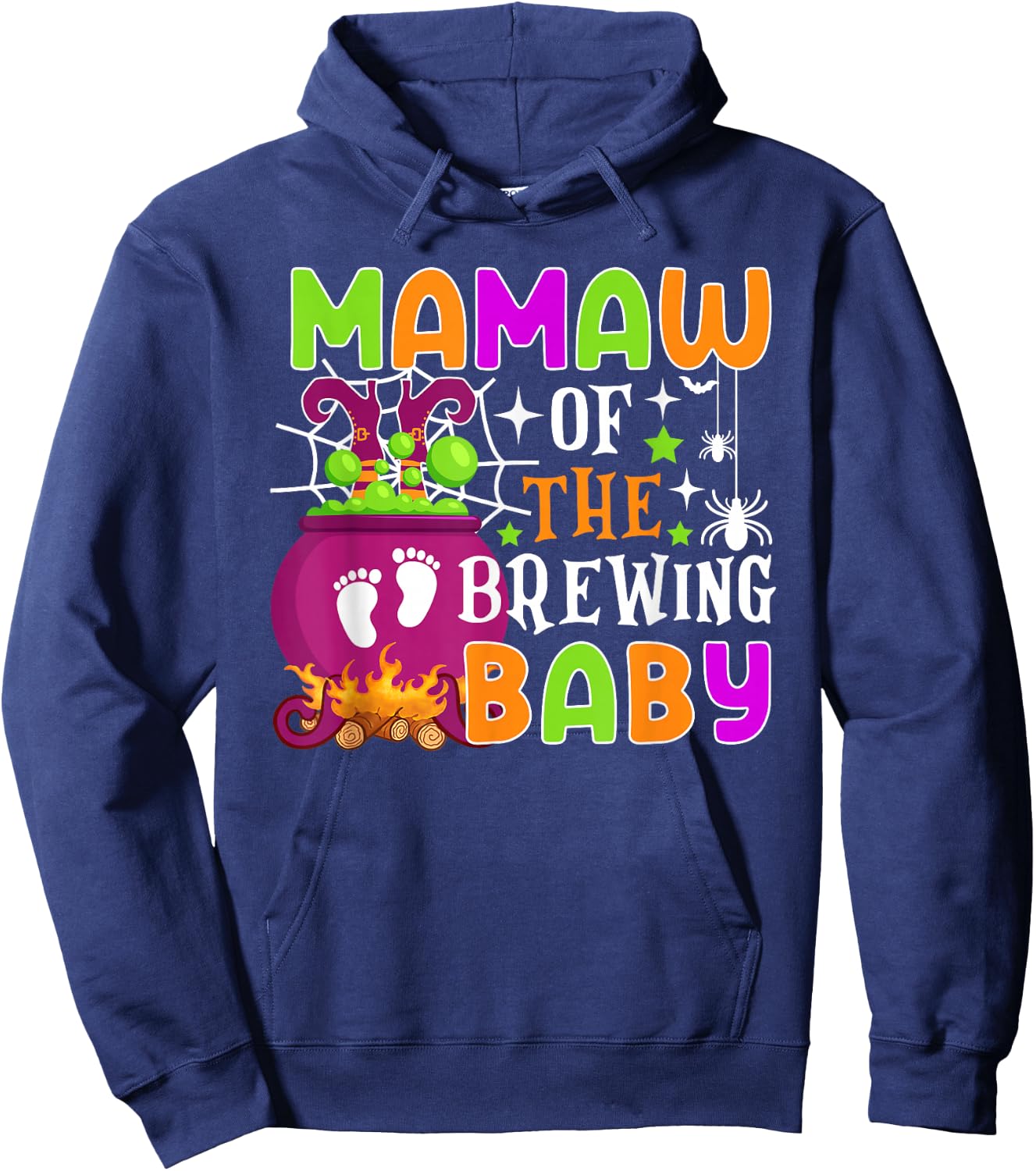 Mamaw of Brewing Baby Halloween Theme Baby Shower Spooky Hoodie - Hoodie | Navy