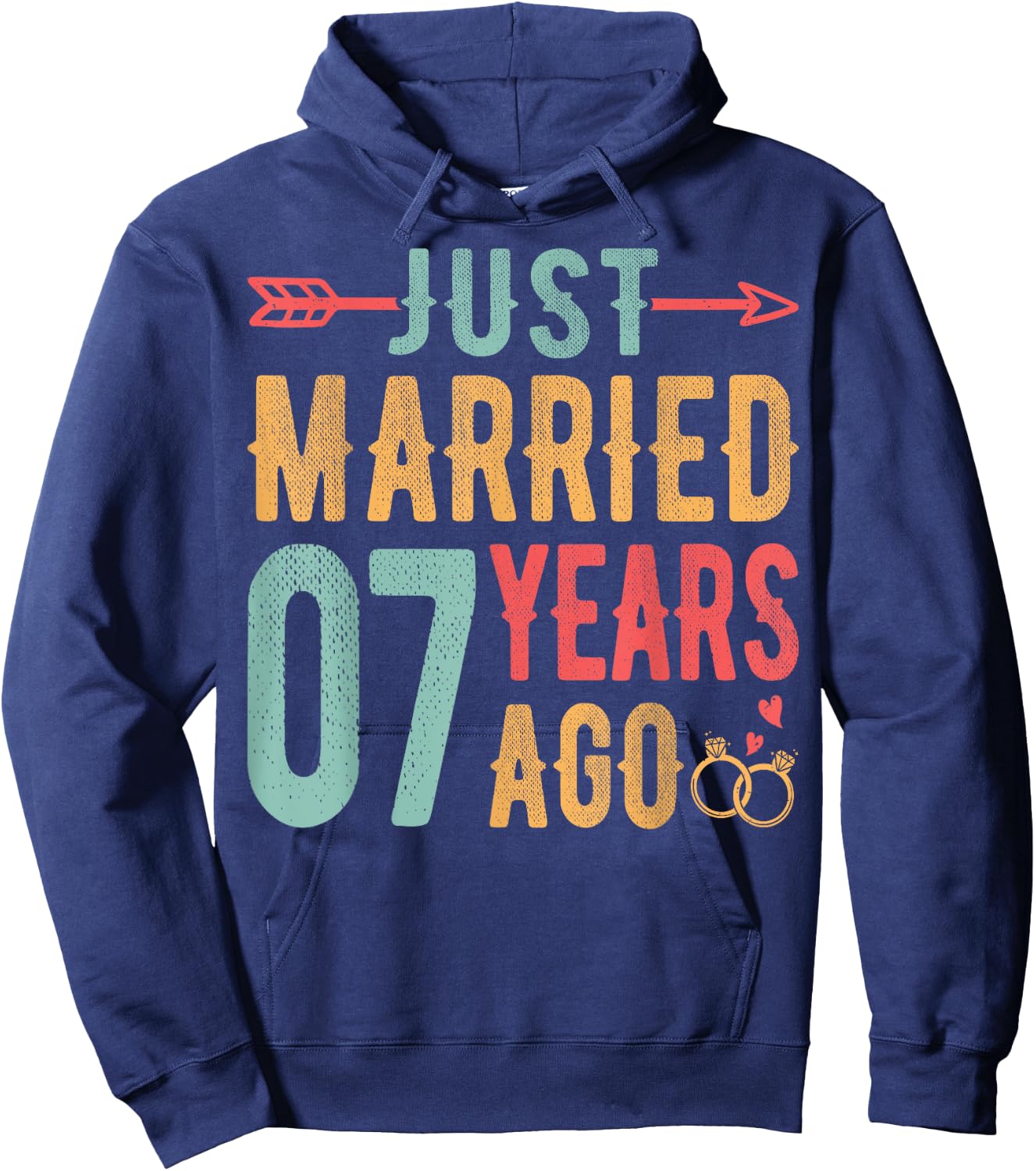Just Married 7 Years Ago - 7th Wedding Anniversary Couple Hoodie - Hoodie | Navy
