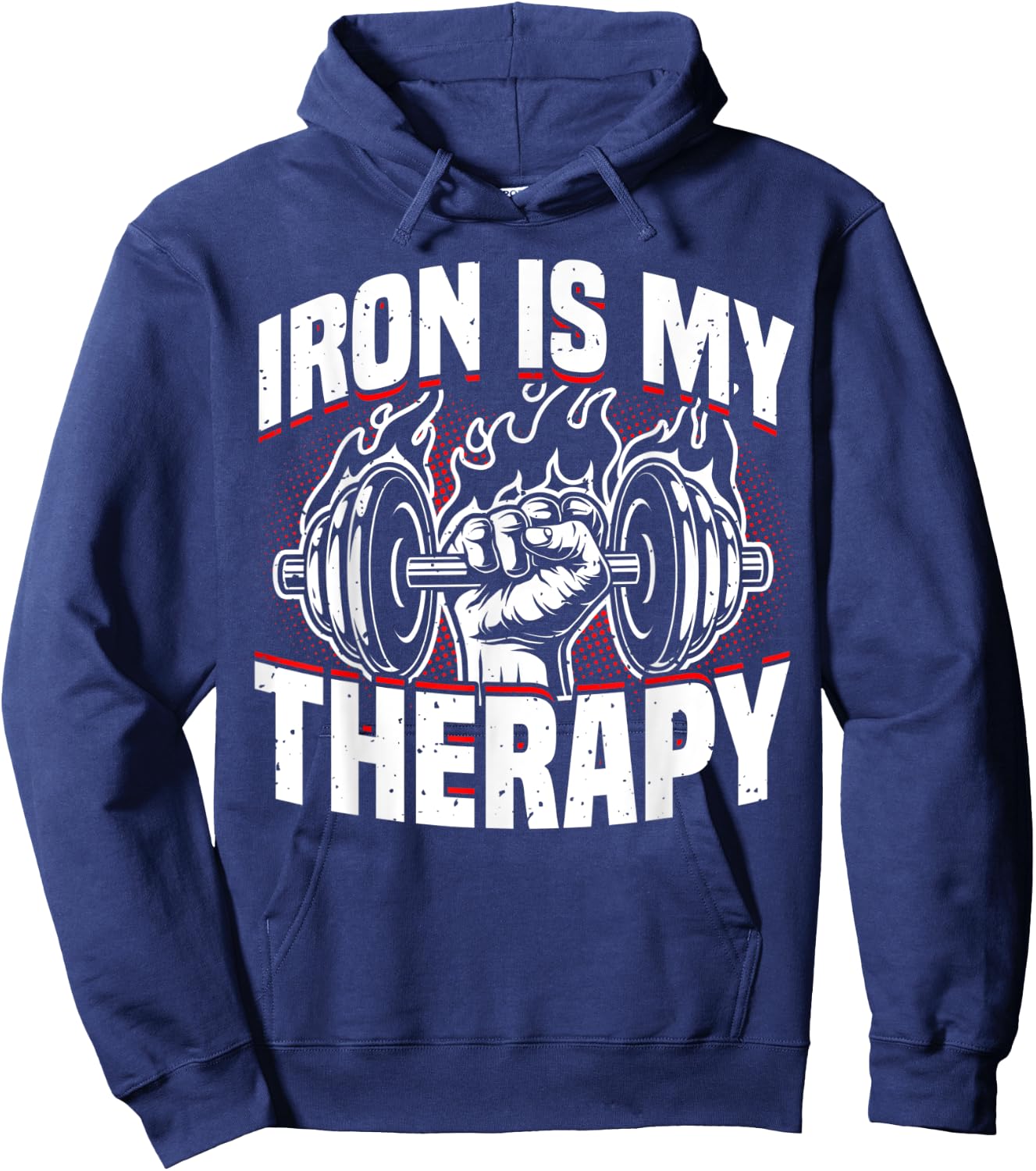 Weightlifting, Iron Is My Therapy, Bodybuilder Workout & Gym Hoodie - Hoodie | Navy