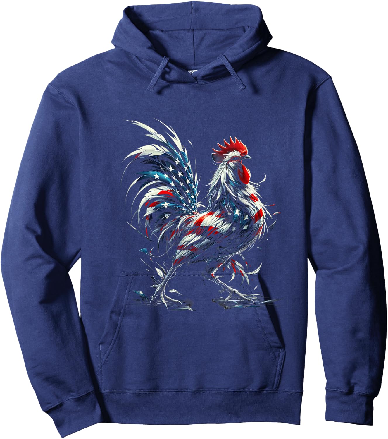 American Flag Rooster Chicken 4th of July Animal Hoodie - Hoodie | Navy