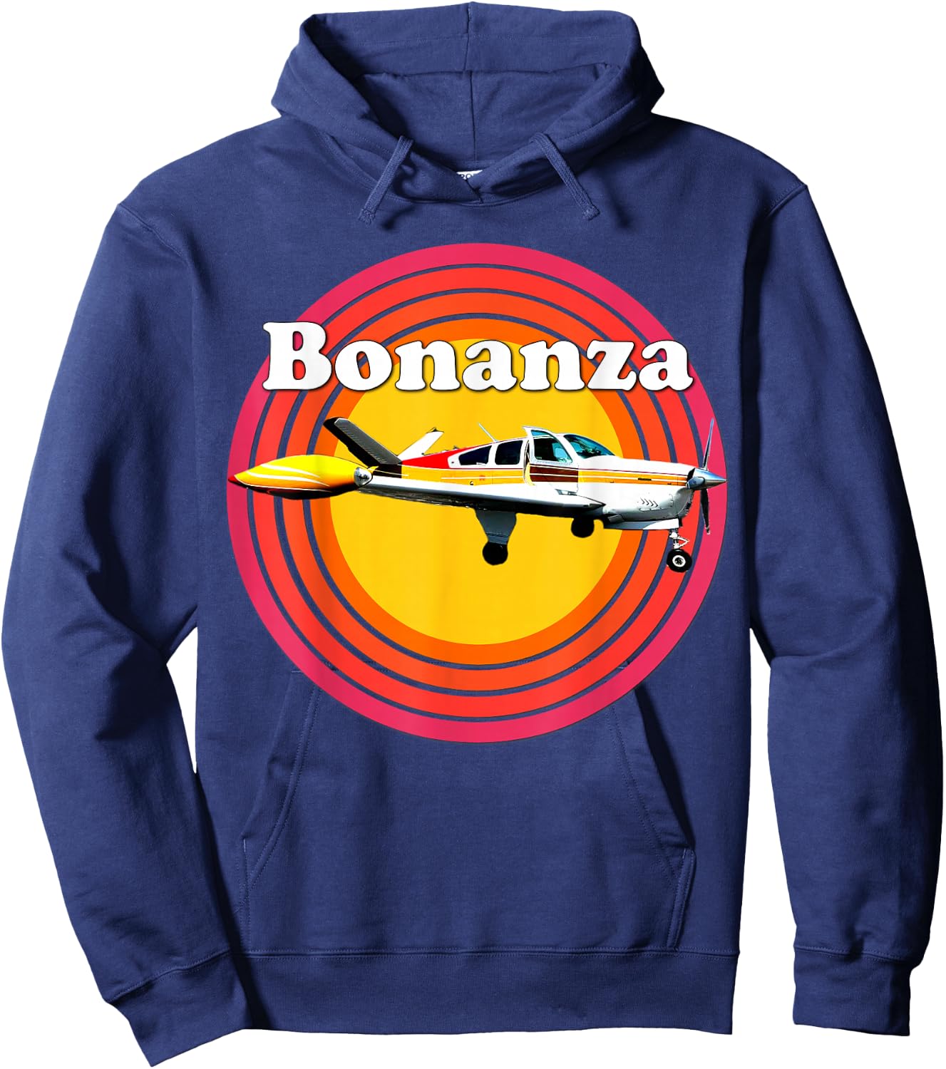 Vintage Bonanza Airplane, Prop Plane, Retro Aircraft Hoodie - Hoodie | Navy