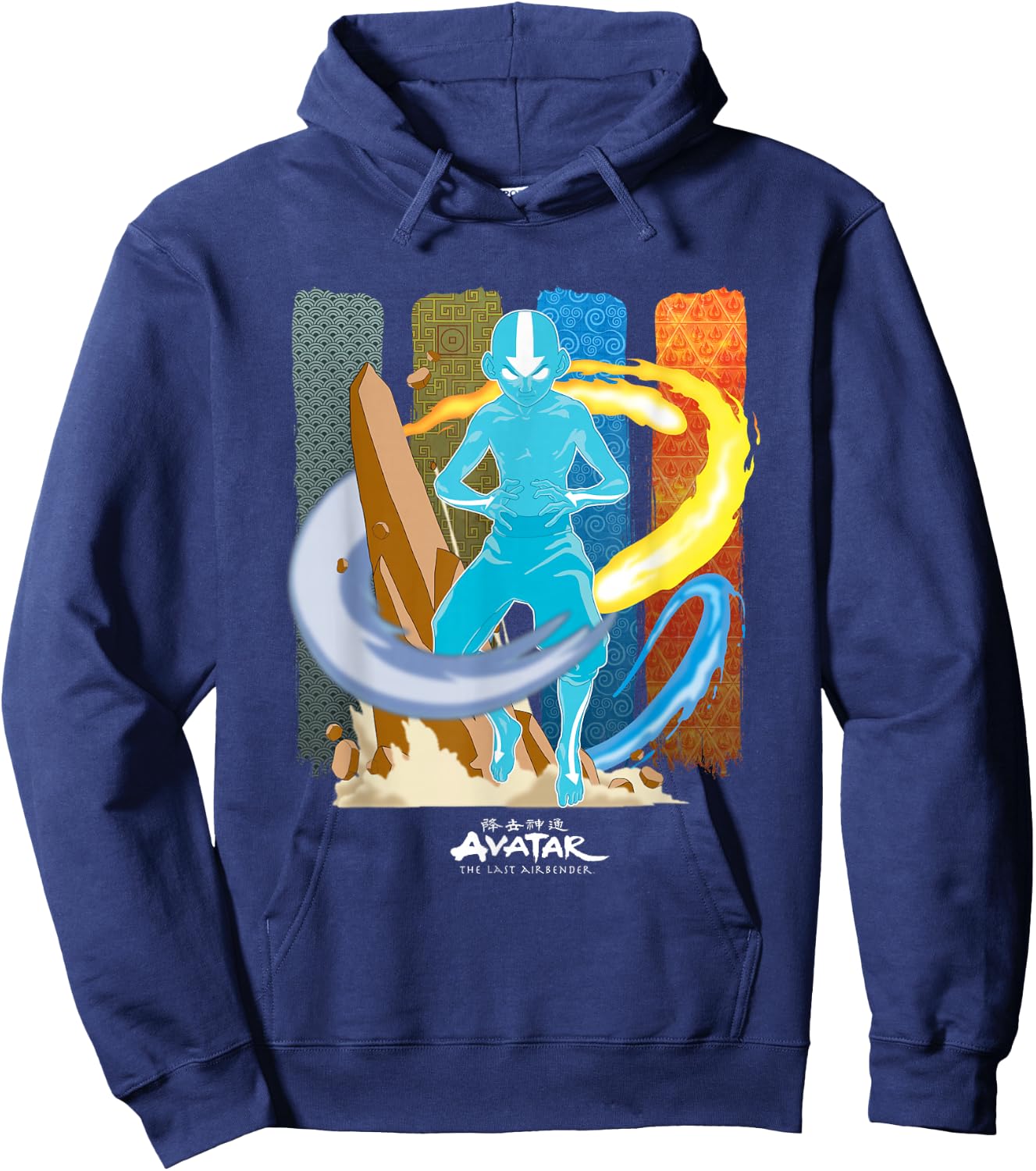 Avatar: The Last Airbender Aang Avatar Nations Unite Panels Hoodie - Hoodie | Navy