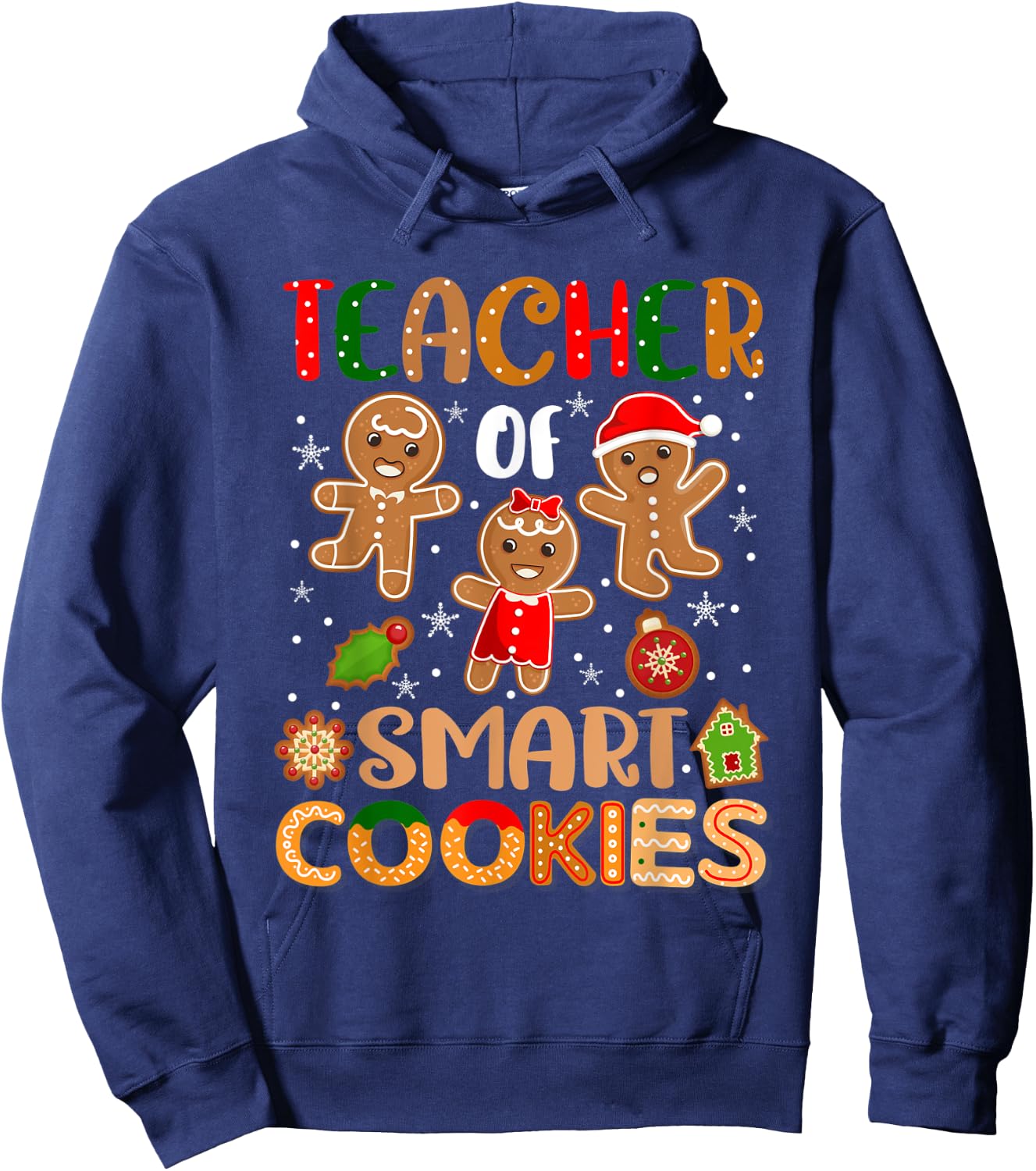 Cute Teacher Of Smart Cookies Christmas Gingerbread Teacher Women Hoodie - Hoodie | Navy