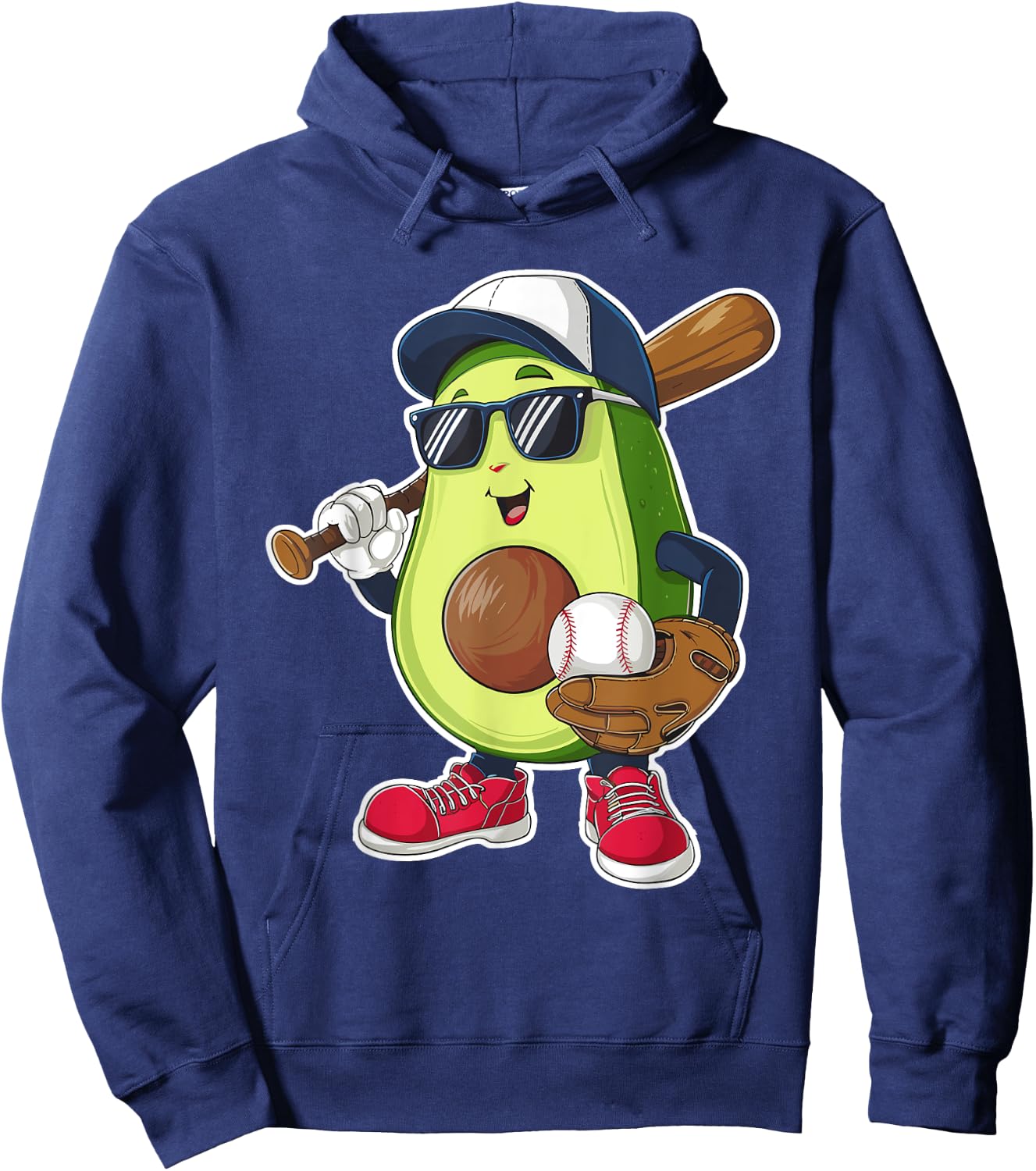 Sport Fruit Cute Avocado Baseball Player Avocado Softball Hoodie - Hoodie | Navy