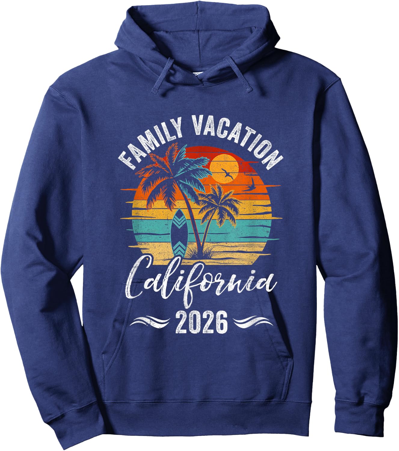 Family Vacation 2026 Vintage California Summer Matching Trip Hoodie - Hoodie | Navy
