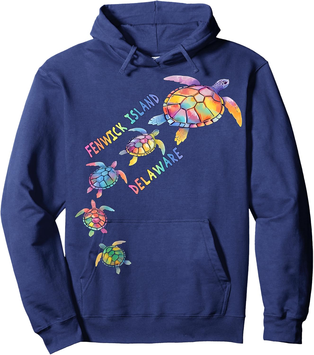 Fenwick Island Beach Delaware Sea Turtle Lover Beach Men Women Girls Kids Hoodie - Hoodie | Navy
