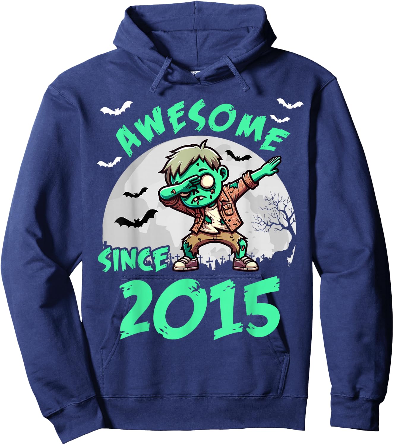 10th Birthday 10 Years Old Zombie Awesome Since 2015 Hoodie - Hoodie | Navy