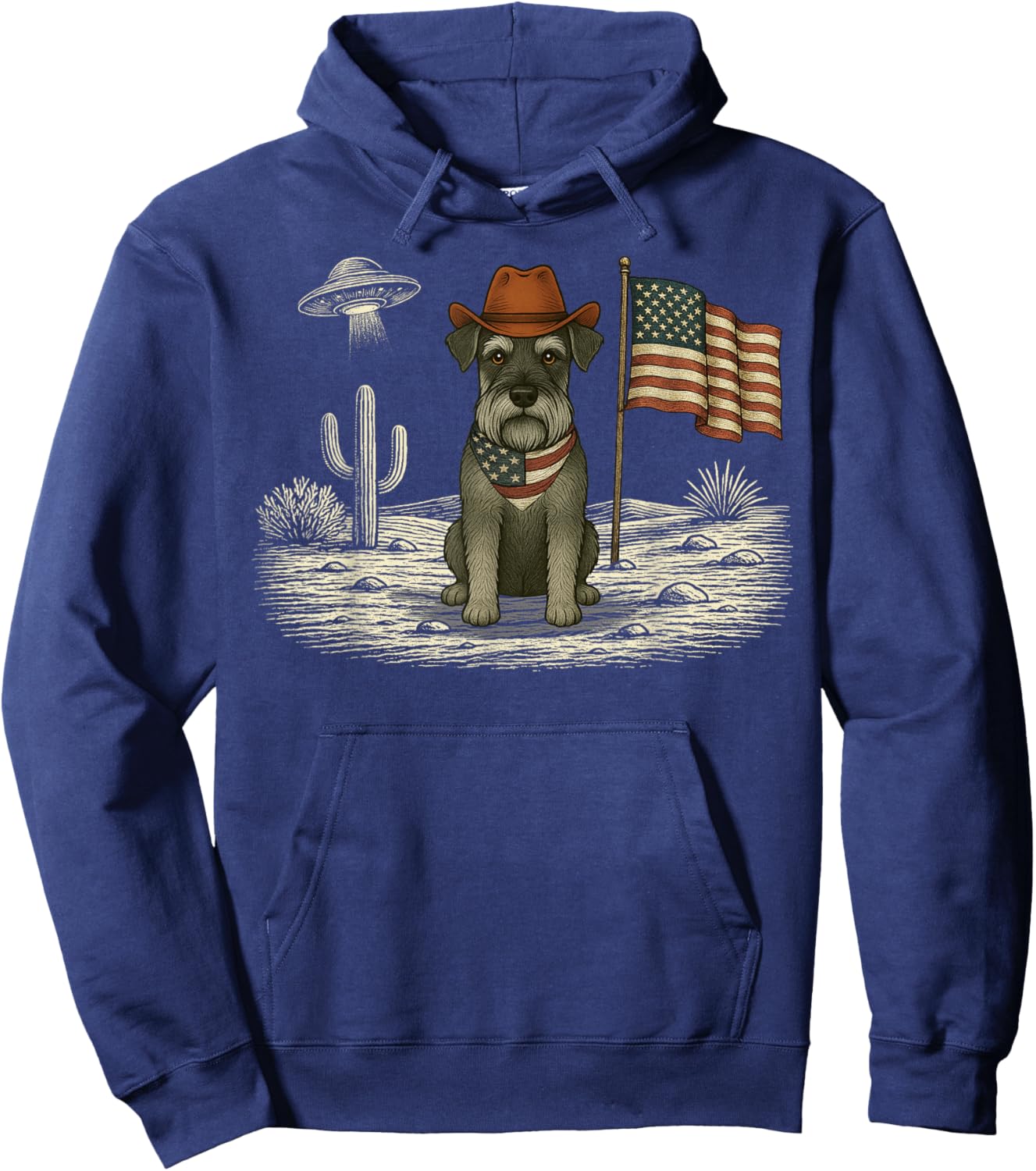 Miniature Schnauzer 4th of July US American Flag Patriotic Hoodie - Hoodie | Navy