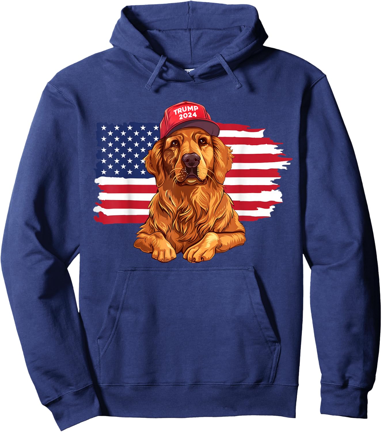 Trump 2024 Dog Dogs Golden Retriever Donald Trump 2024 Hoodie - Hoodie | Navy