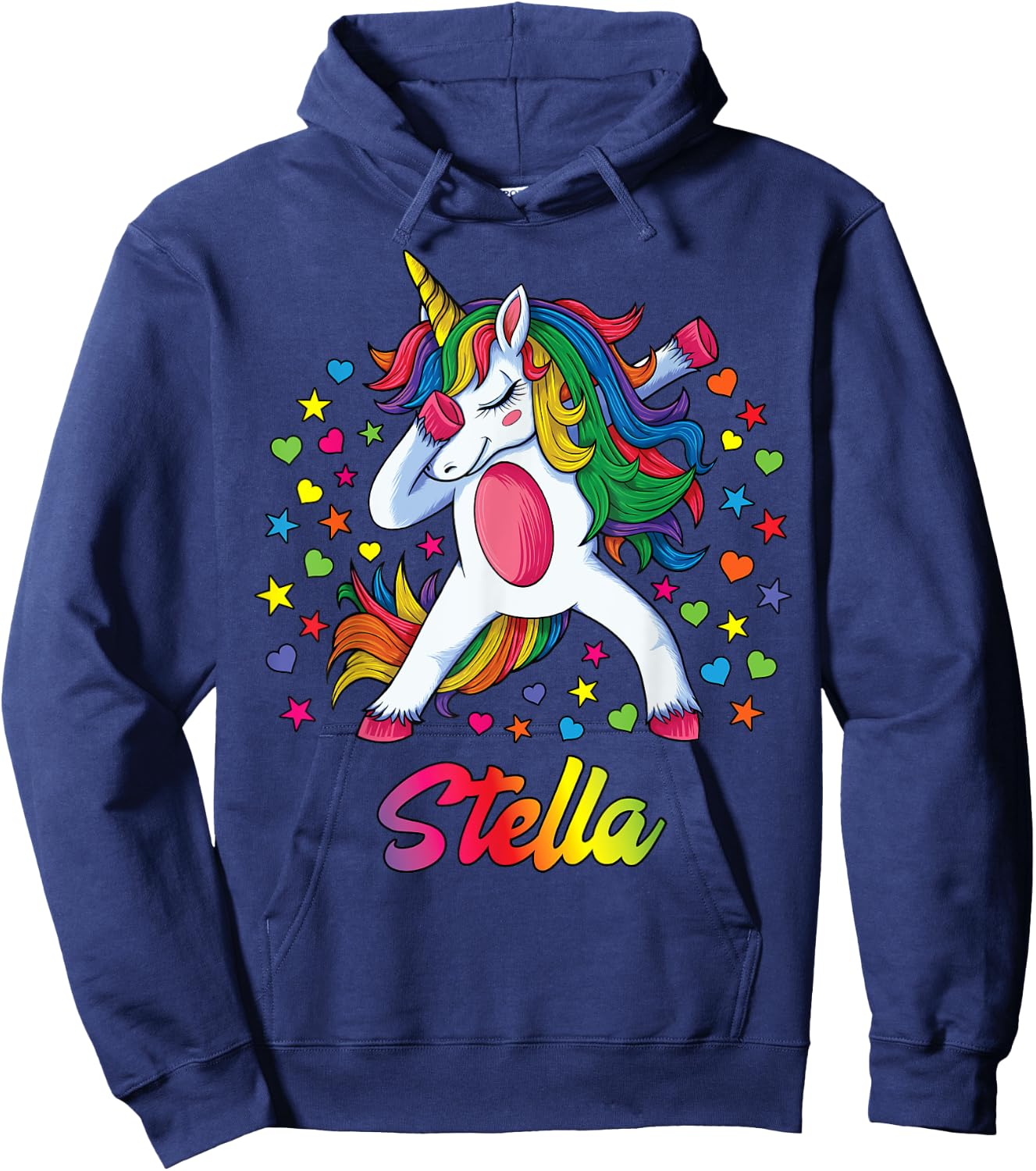 Stella Personalised Name Unicorn Girl Gift Hoodie - Hoodie | Navy