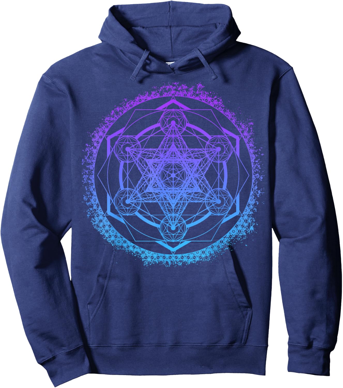 Metatron's Cube Merkaba Sacred Geometry Spiritual Yoga Hoodie - Hoodie | Navy