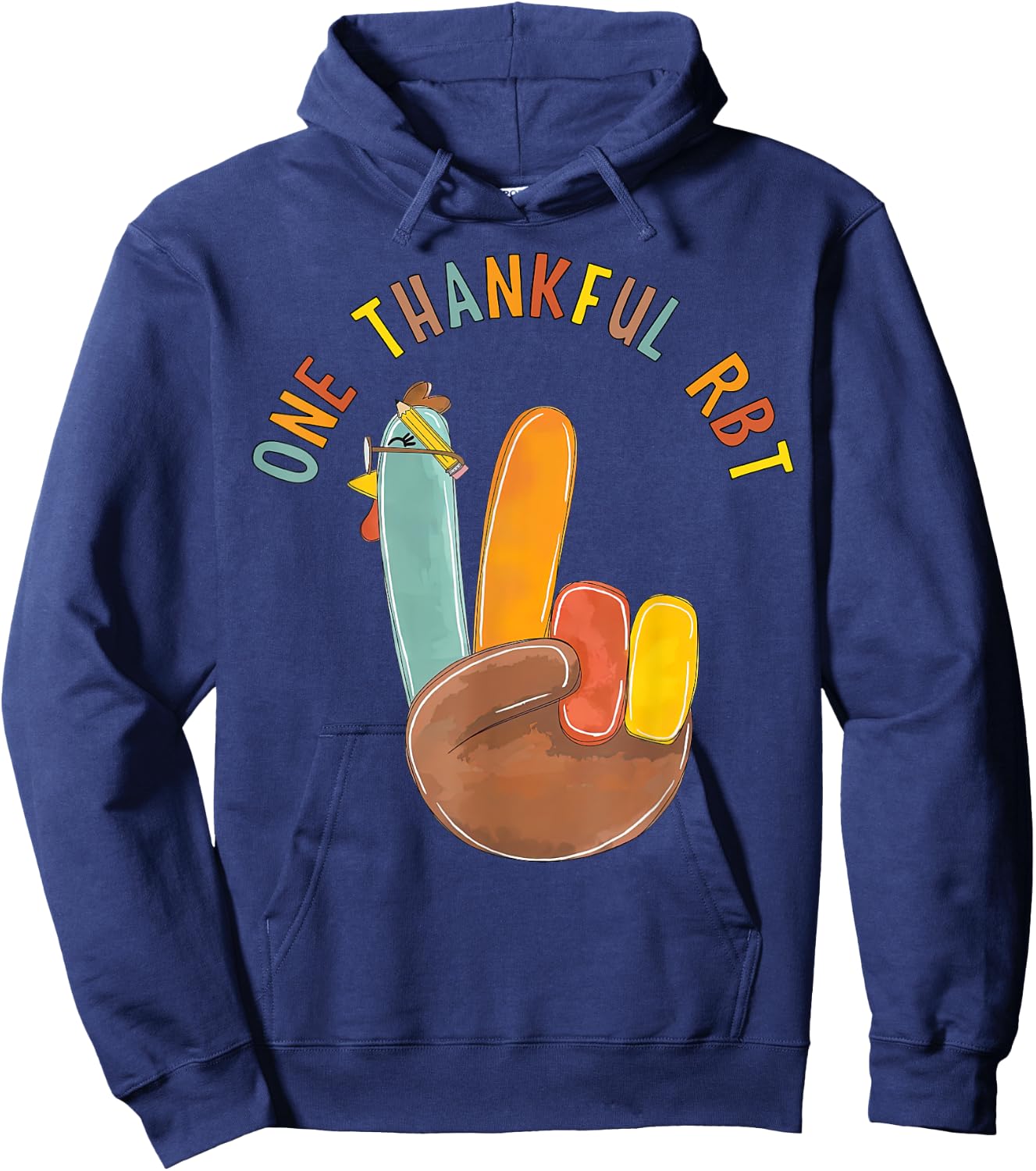 One Thankful RBT Turkey Behavior Technician Thanksgiving Hoodie - Hoodie | Navy