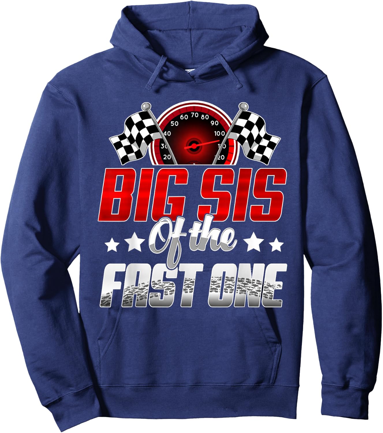 Big Sis of The Fast One Birthday 1st Race Car Family Hoodie - Hoodie | Navy