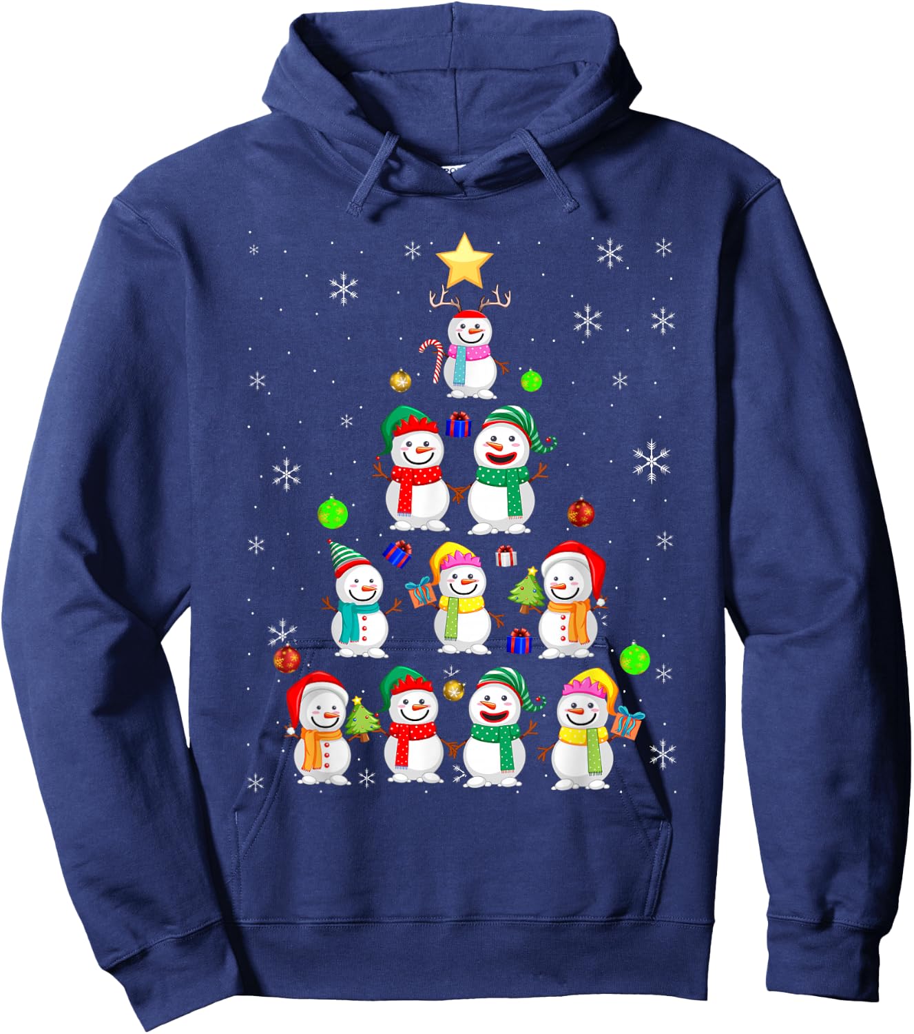 Funny Snowman Christmas Tree Ornament Decor Hoodie - Hoodie | Navy