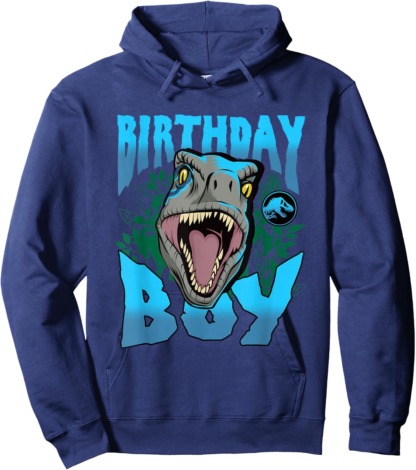 Jurassic World Birthday Boy Roaring Velociraptor Blue Logo Hoodie - Hoodie | Navy